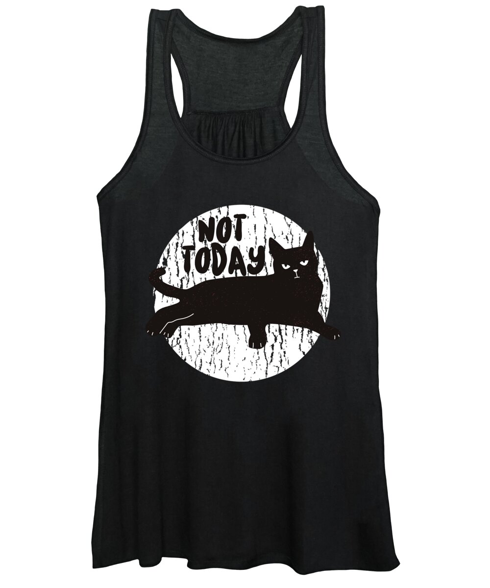 Cat Women's Tank Top featuring the digital art Grouchy Grumpy Cat Person Not Today Cat Lover Cat Lady Mom Dad by Thomas Larch