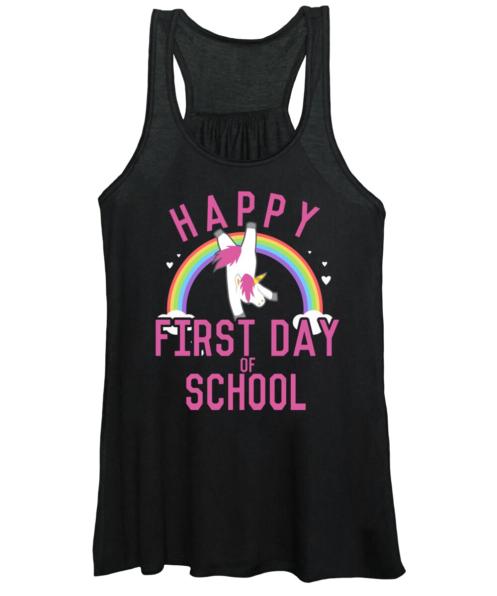 Unicorn Women's Tank Top featuring the digital art Happy First Day of School by Flippin Sweet Gear
