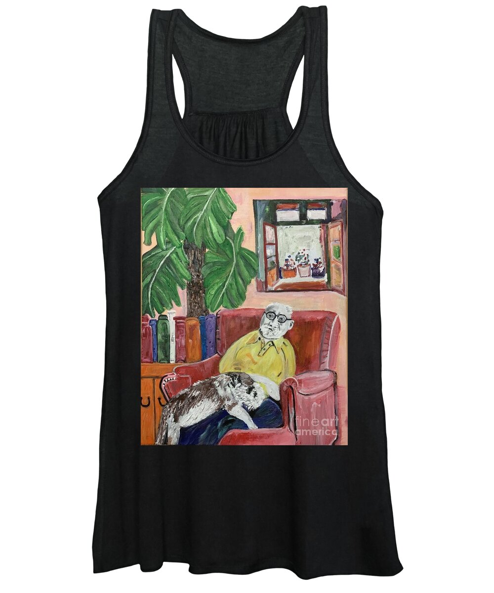 Acrylic Canvas Women's Tank Top featuring the painting Henri Matisse and his Bichon Havanais by Denise Morgan