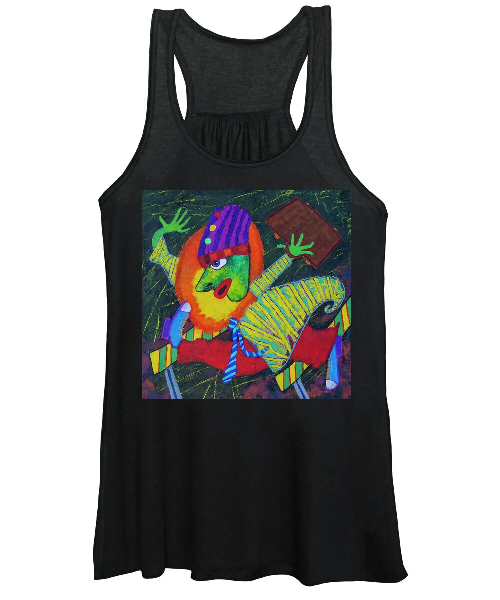 Visionary Visionaryart Art Painting 16x16 Hurry Late Running Women's Tank Top featuring the painting Hurry by Hone Williams