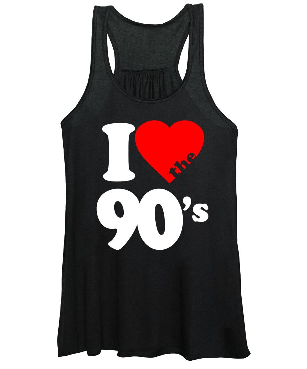Funny Women's Tank Top featuring the digital art I Love The 90s by Flippin Sweet Gear