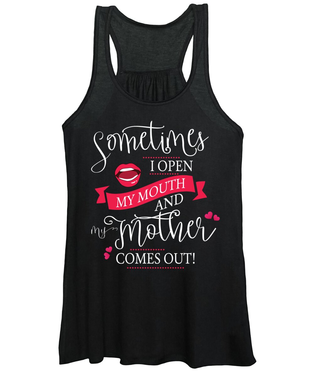 Mom Women's Tank Top featuring the digital art I Open My Mouth Mother Comes Out by Jacob Zelazny