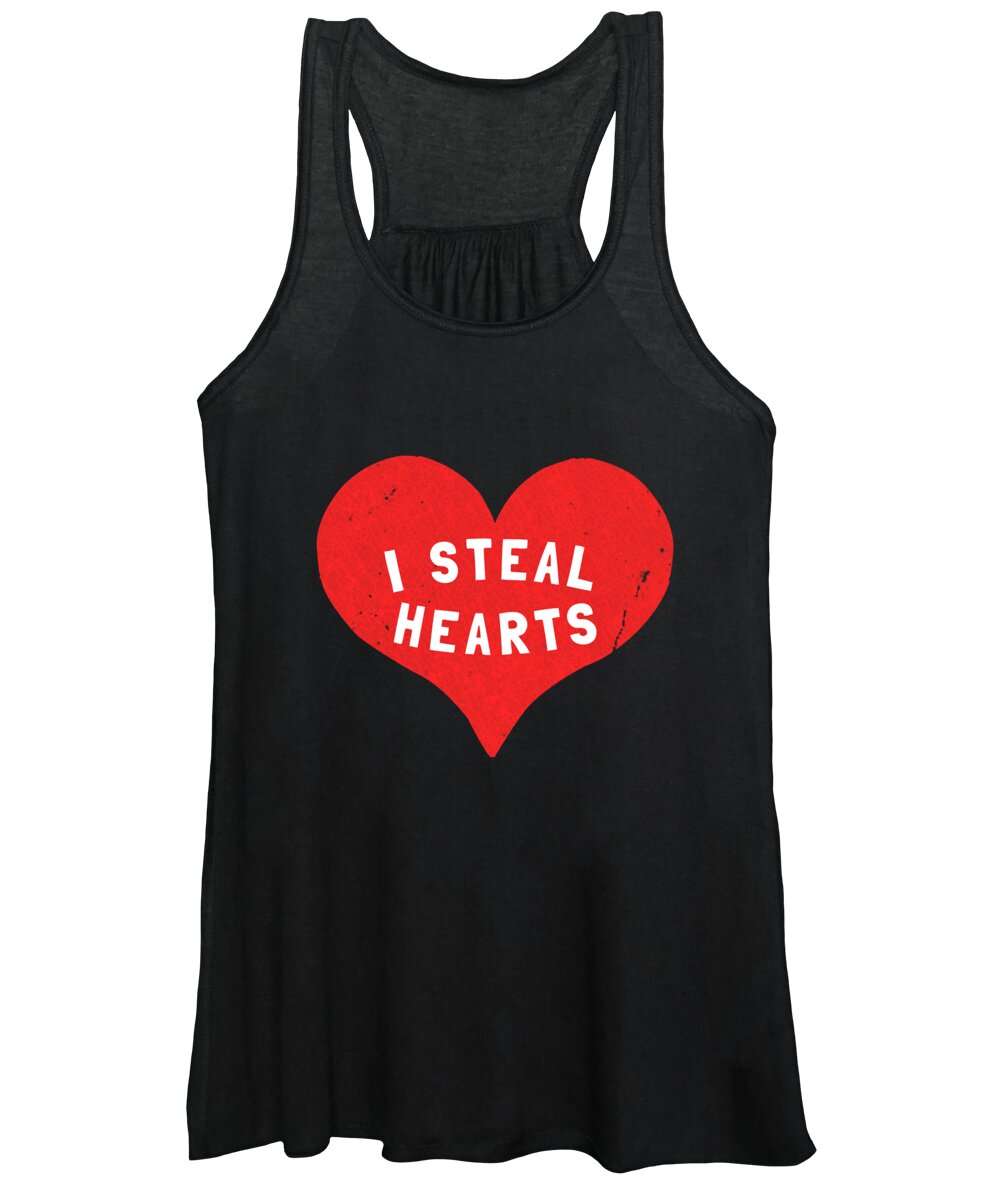 Funny Women's Tank Top featuring the digital art I Steal Hearts Valentines Day by Flippin Sweet Gear