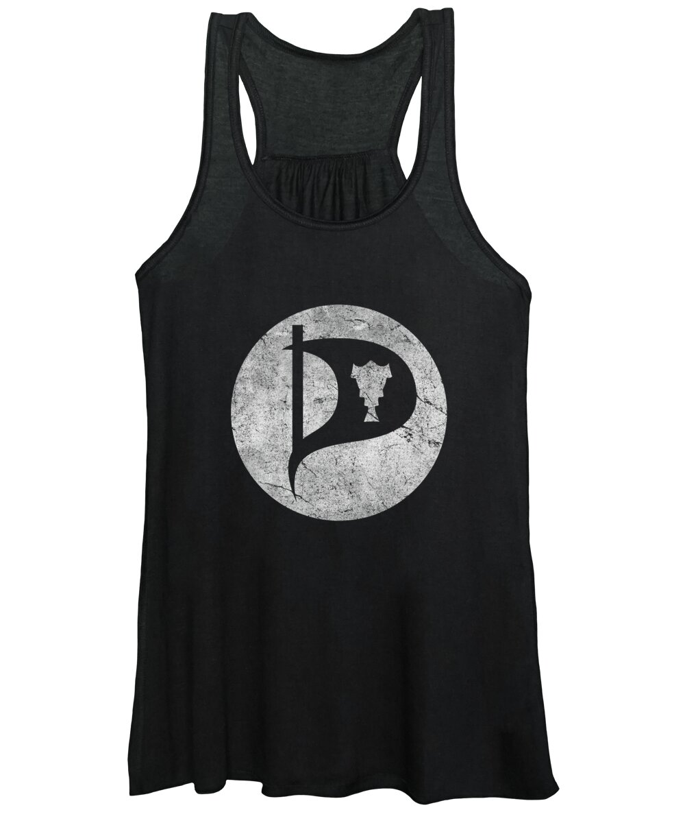 Funny Women's Tank Top featuring the digital art Iceland Pirate Party Retro by Flippin Sweet Gear