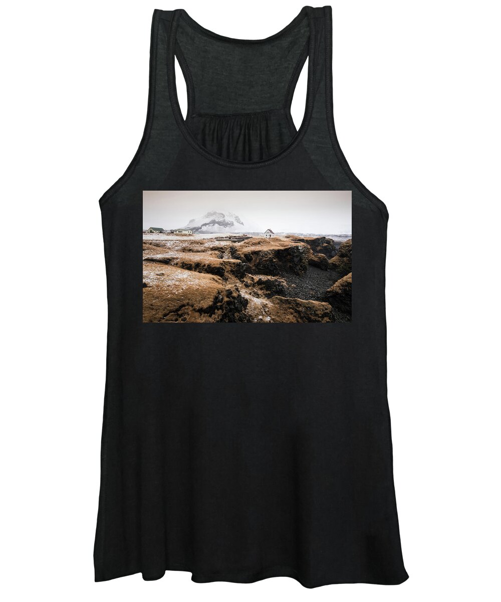 Arnarstapi Women's Tank Top featuring the photograph Lonely house in winter Iceland #1 by Michalakis Ppalis