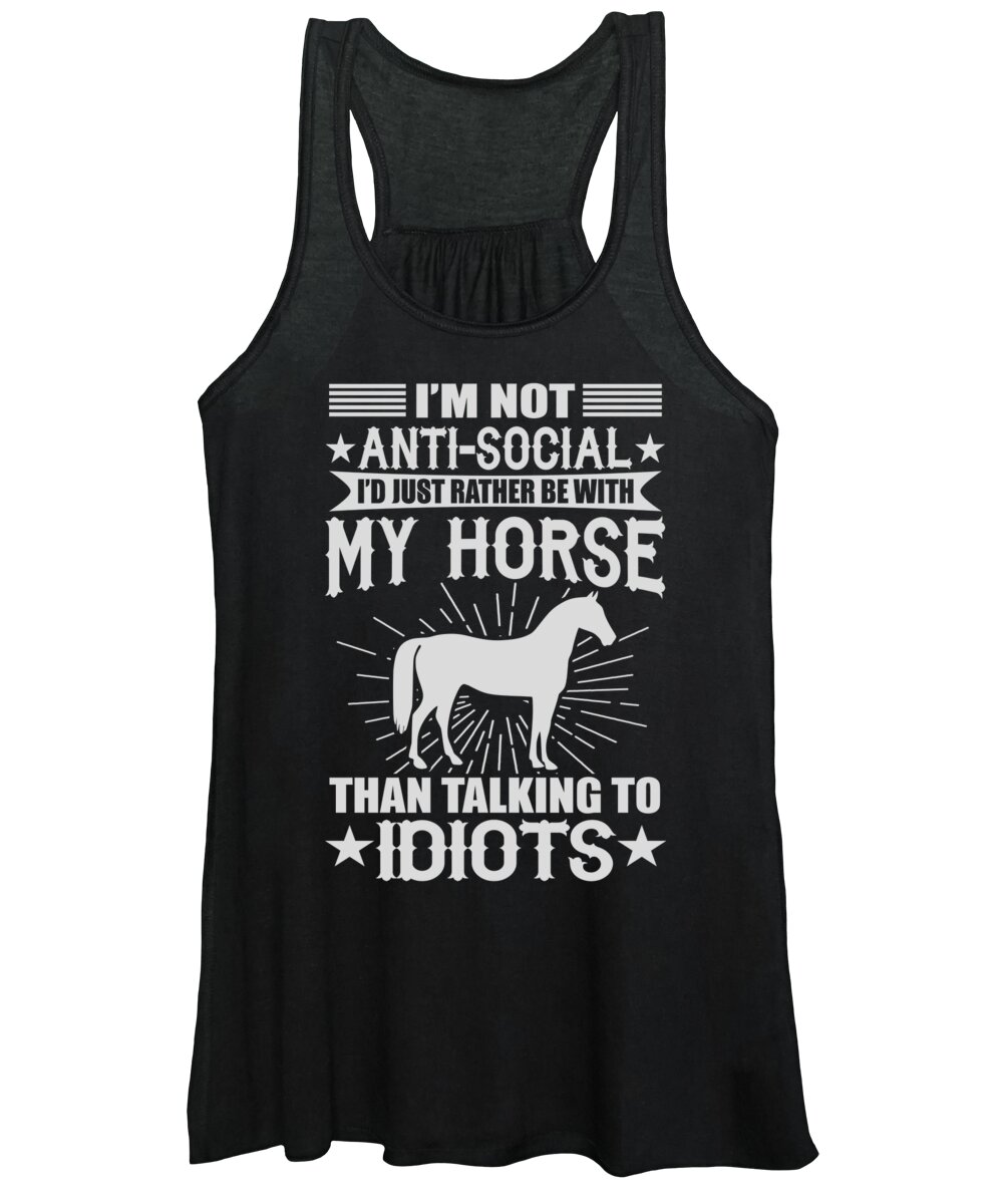 Horse Mom Women's Tank Top featuring the digital art Id Just Rather Be With My Horse by Jacob Zelazny