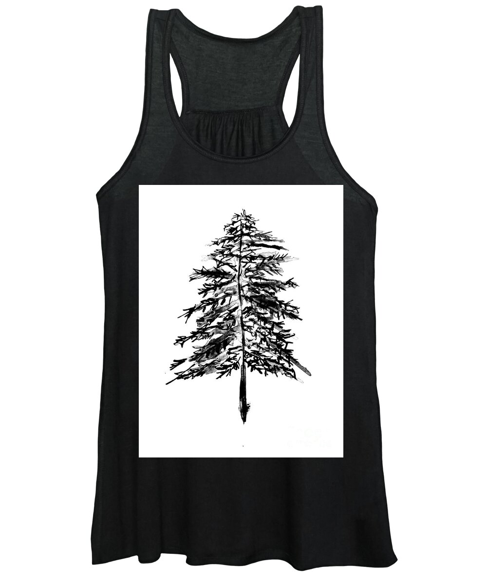  Women's Tank Top featuring the painting Ink Tree by Margaret Welsh Willowsilk