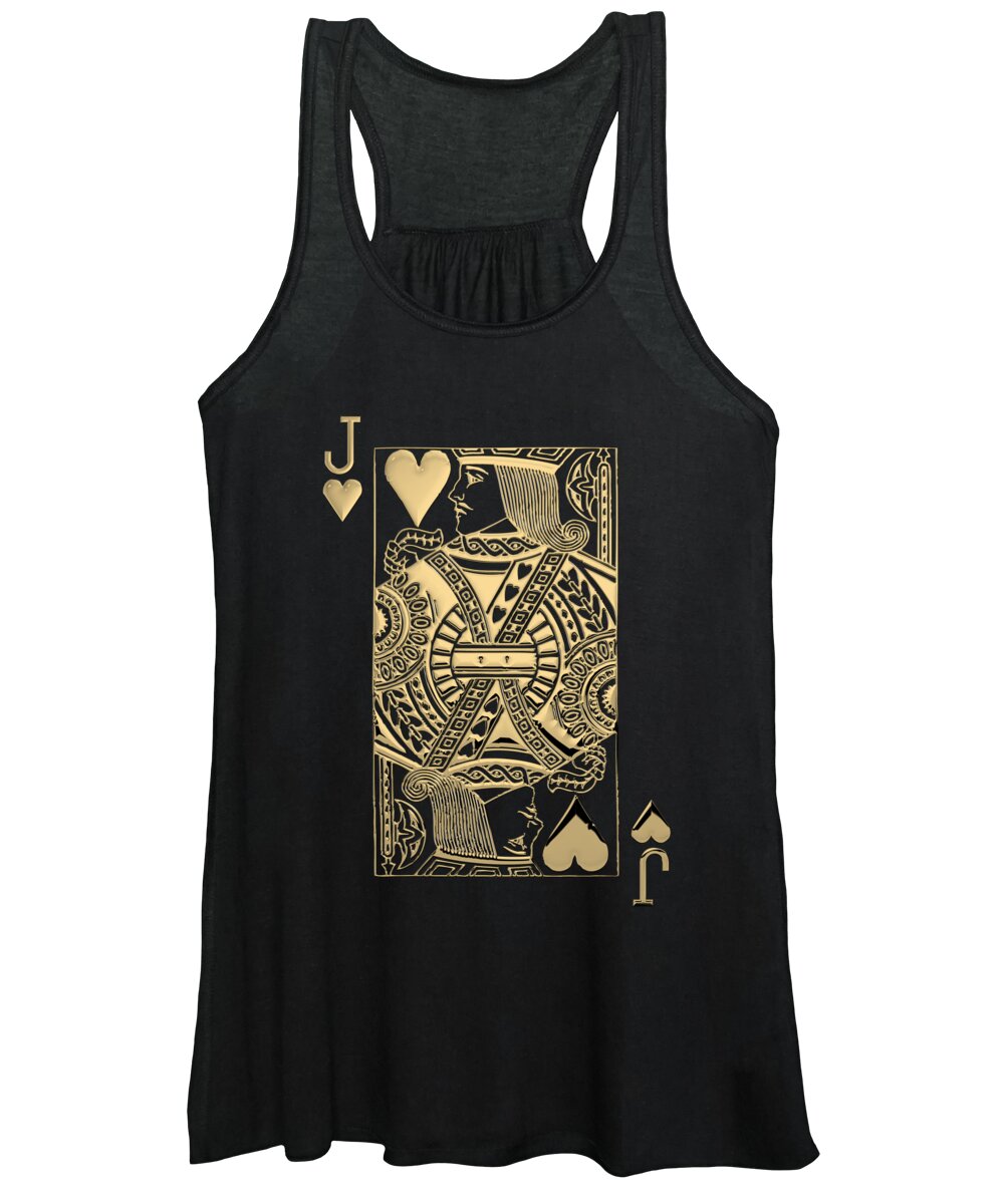 'gamble' Collection By Serge Averbukh Women's Tank Top featuring the digital art Jack of Hearts in Gold over Black by Serge Averbukh