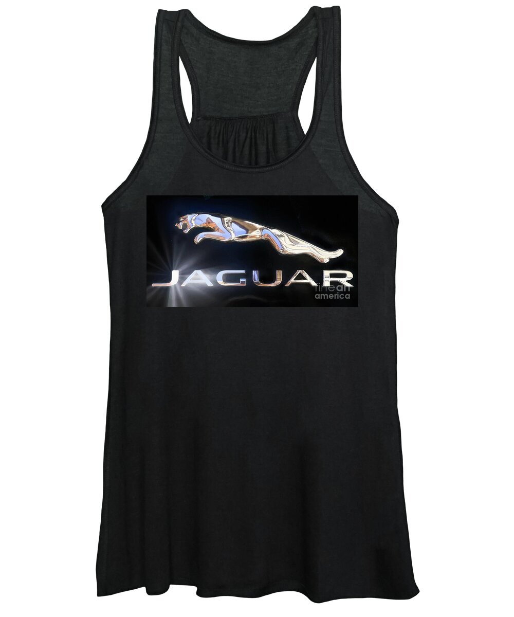 Jaguar Car Emblem Women's Tank Top featuring the photograph Jaguar Stylized Logo - Hood Emblem by Stefano Senise