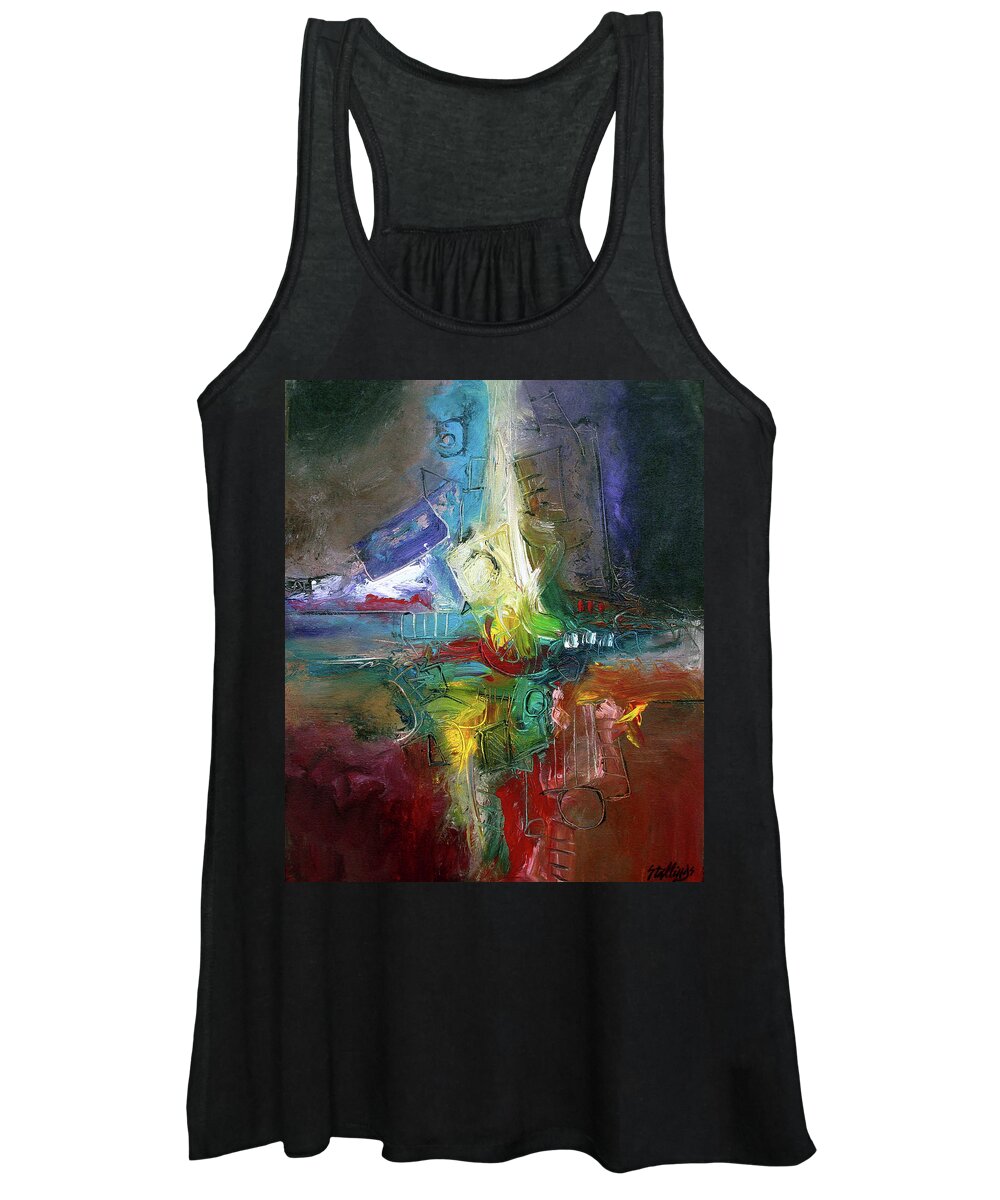 Abstract Women's Tank Top featuring the painting Jazz Happy by Jim Stallings