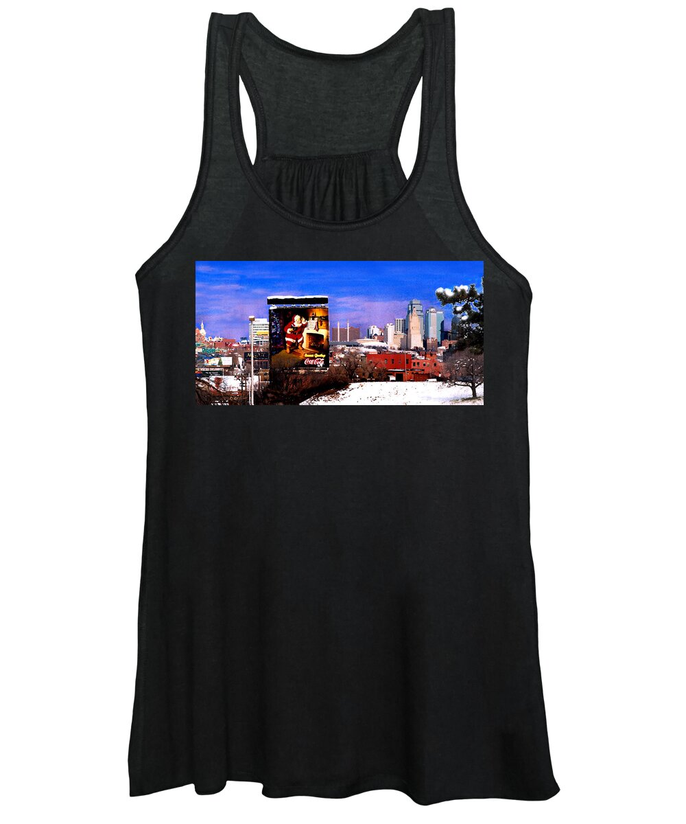 City Women's Tank Top featuring the photograph Kansas City Skyline at Christmas by Steve Karol