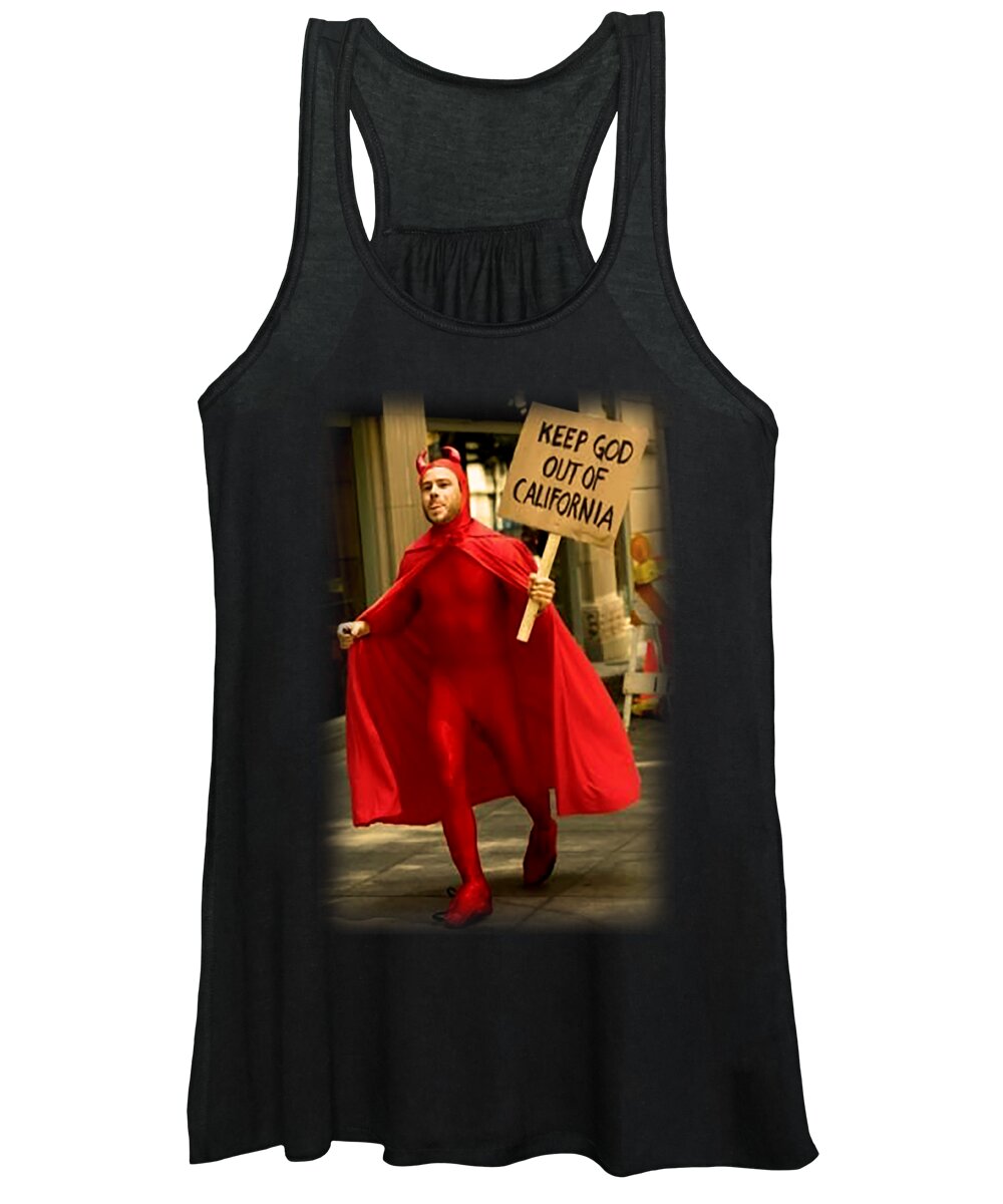 Keep God Out Of California Women's Tank Top featuring the digital art Keep God Out of California by Pipi Robin