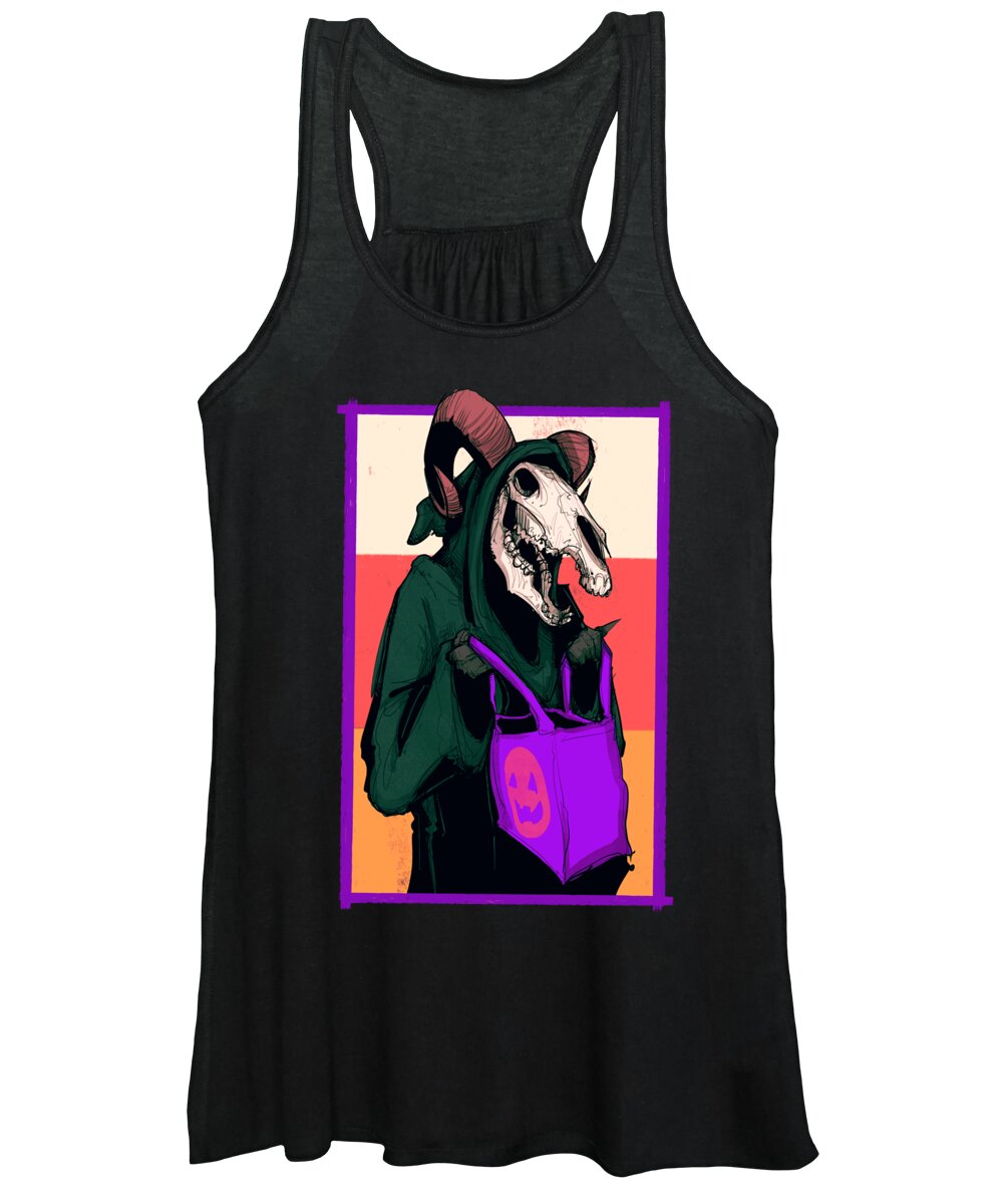 Halloween Women's Tank Top featuring the drawing Knock Knock by Ludwig Van Bacon