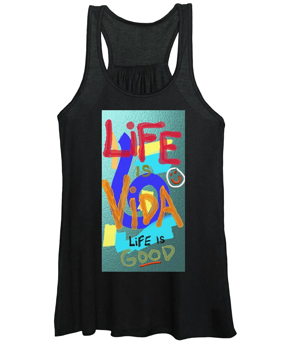 Life Women's Tank Top featuring the digital art Life Is Vida Aqua by ToNY CaMM