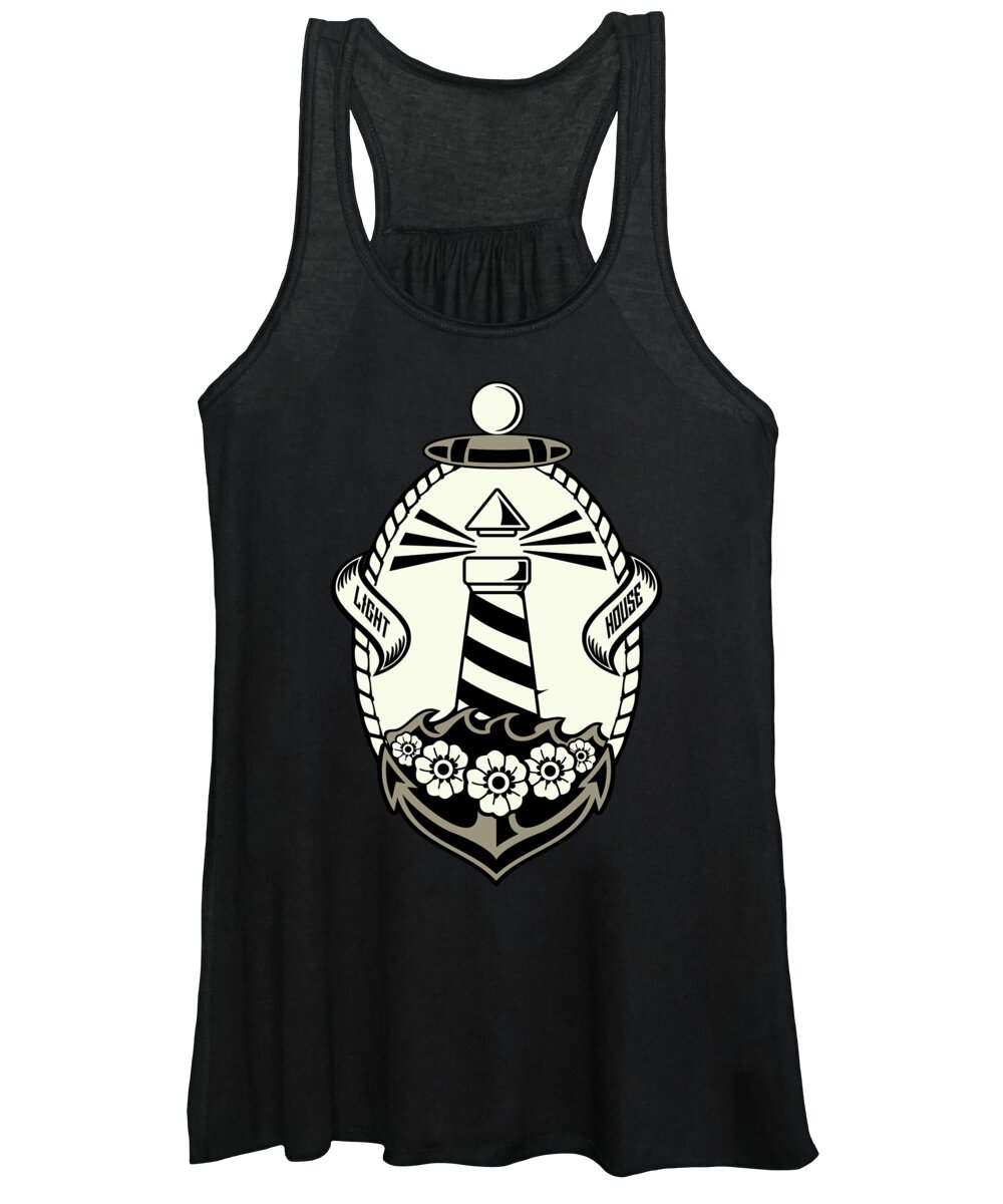 Distressed Women's Tank Top featuring the digital art Lighthouse by Jacob Zelazny