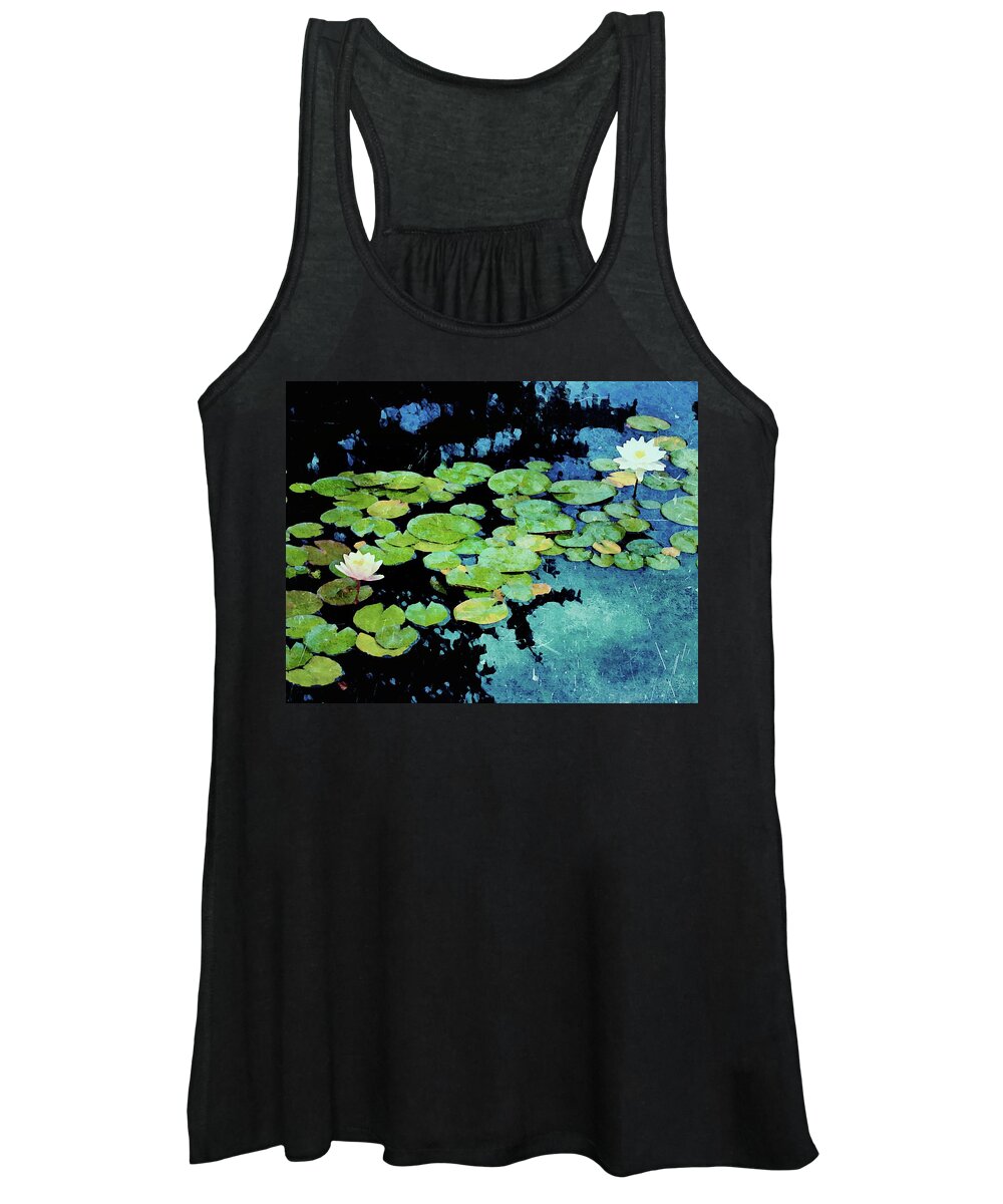 Water Lilies Women's Tank Top featuring the digital art Lilies Pads Second Water Reflections by Jeremy Lyman