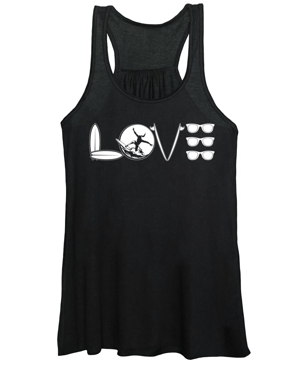 Shads Women's Tank Top featuring the digital art Love Surfing Surfboard Surfer Sunglasses by Jacob Zelazny