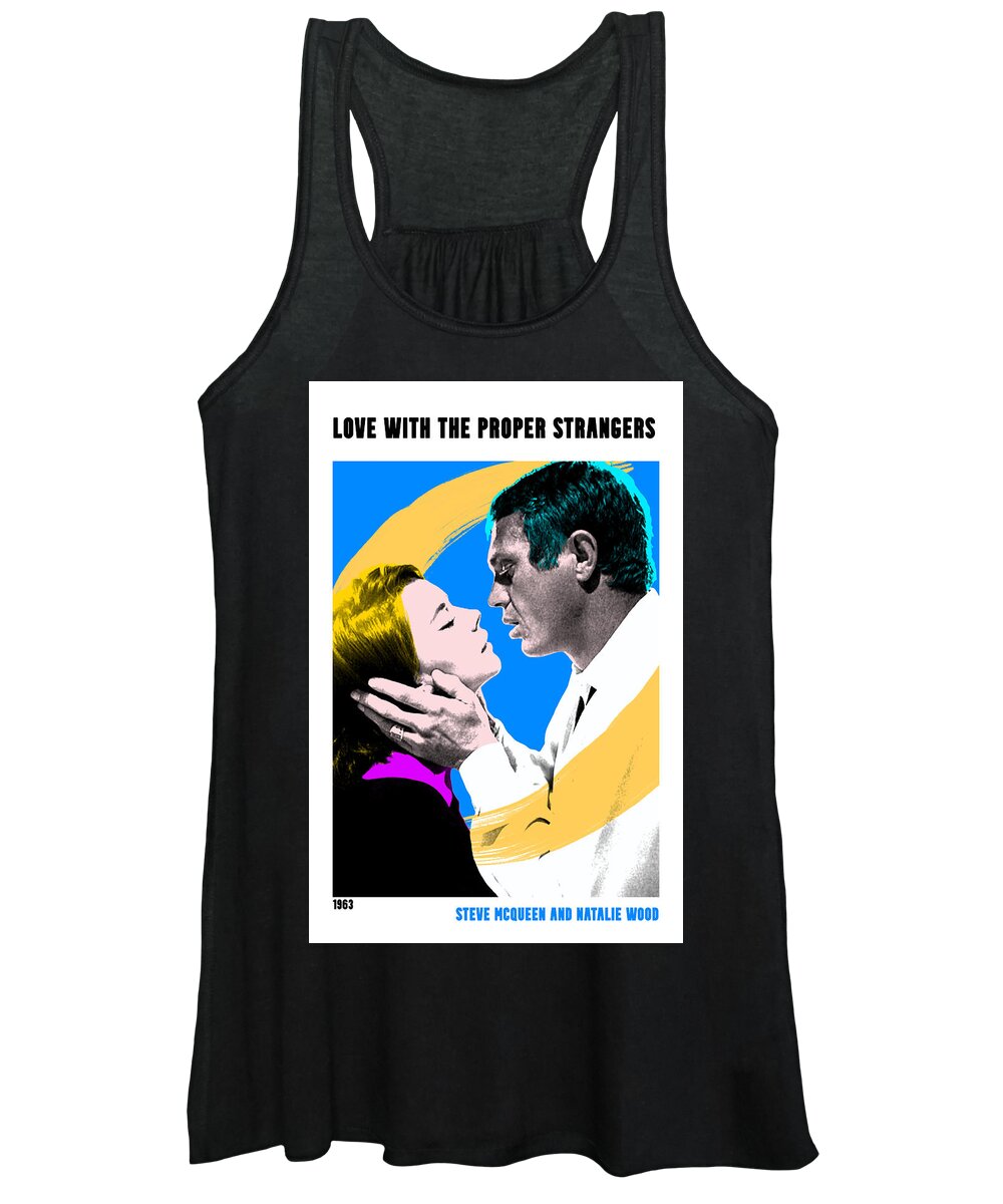 Synopsis Women's Tank Top featuring the mixed media ''Love With the Proper Stranger'', 1963, movie poster, with synopsis by Movie World Posters