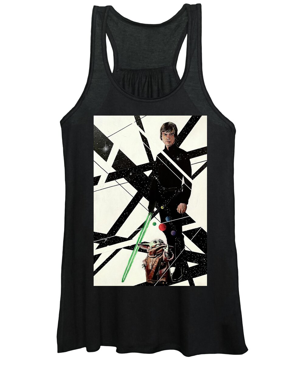 Star Wars Women's Tank Top featuring the painting Luke and Grogu - Master and Apprentice by Joel Tesch