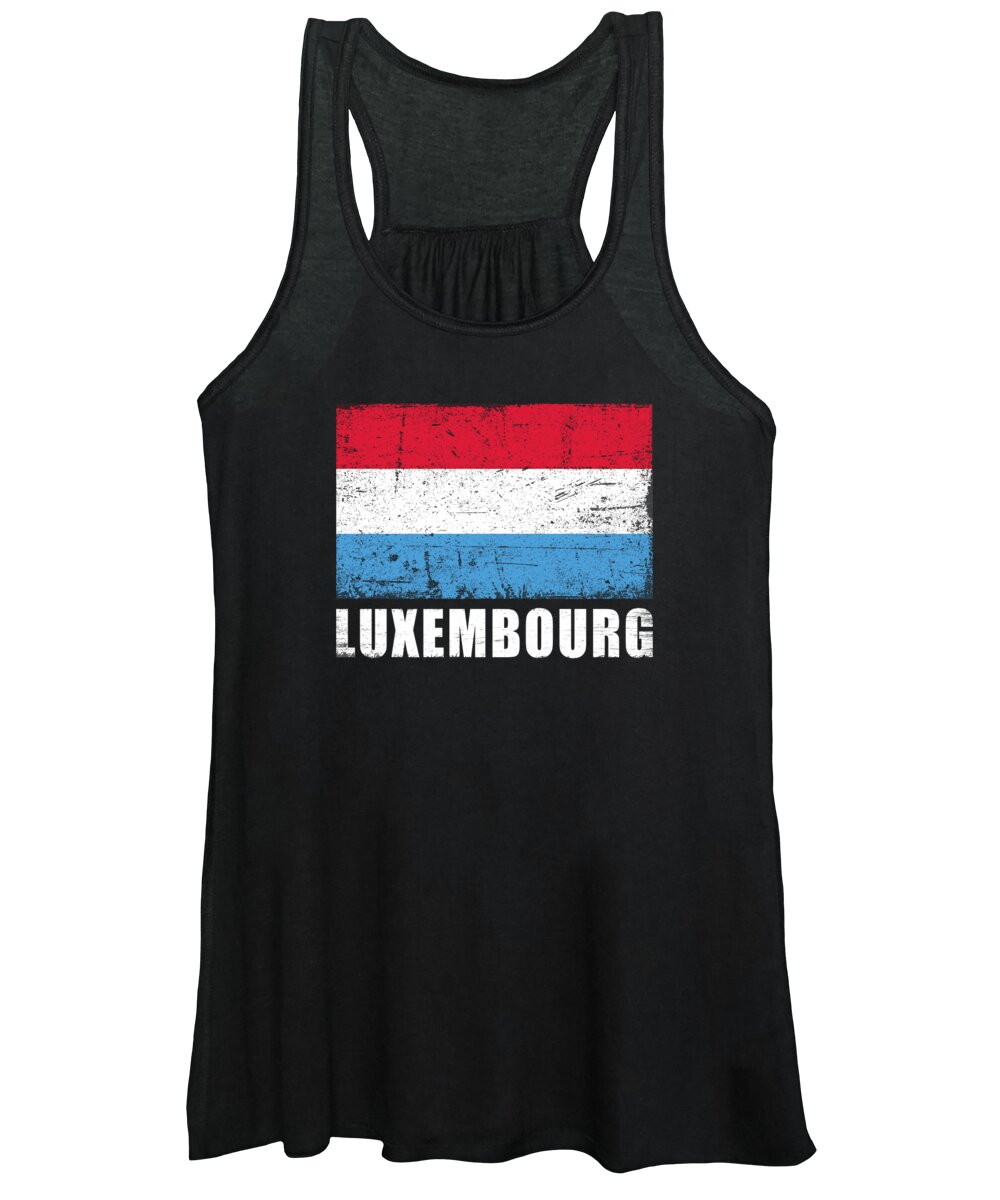 Luxembourg Women's Tank Top featuring the digital art Luxembourg Flag Grunge Country Flag Luxembourg by Manuel Schmucker