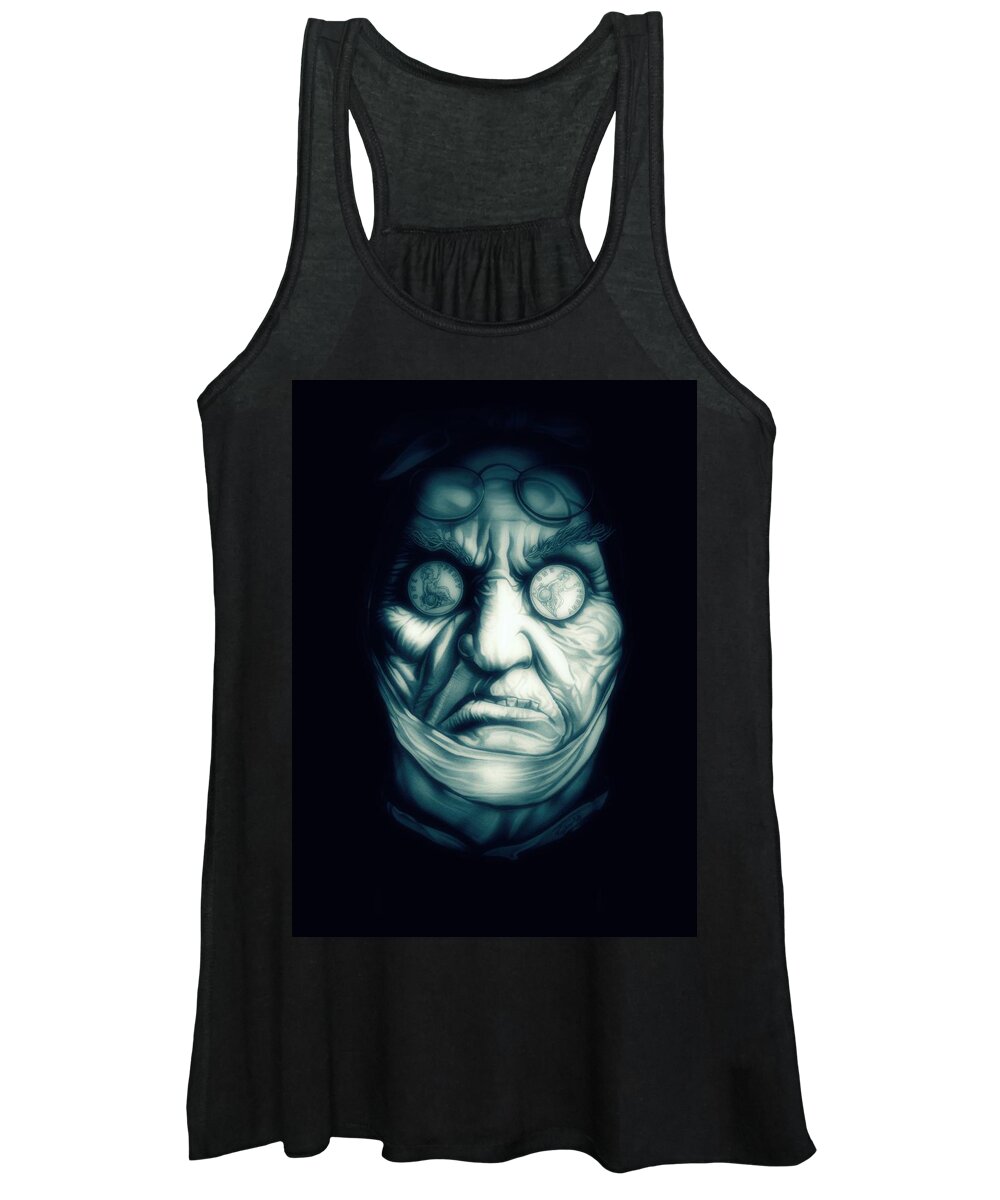A Christmas Carol Women's Tank Top featuring the drawing Marley - Original Edition by Fred Larucci