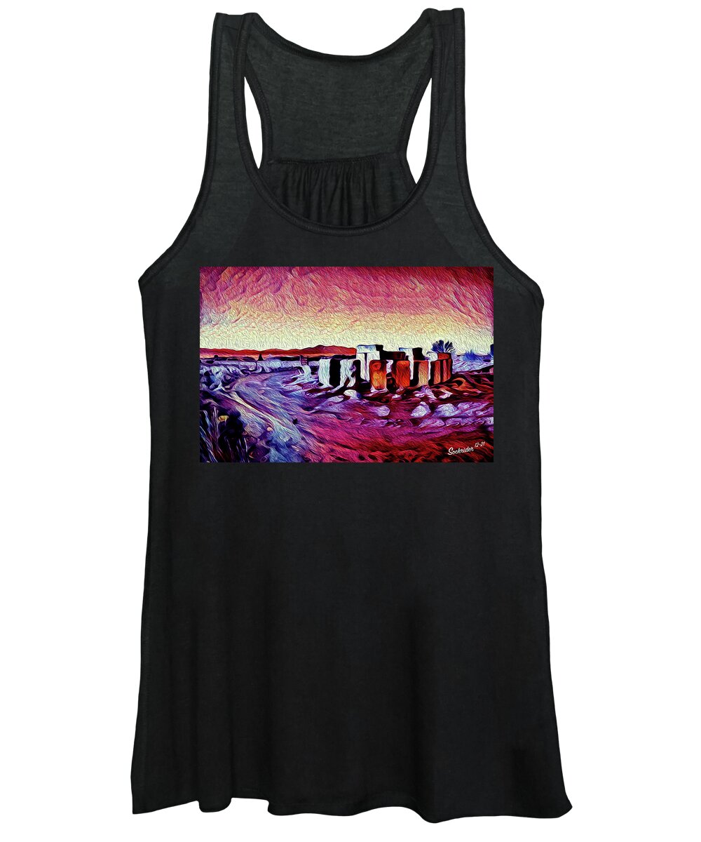 Psychedelic Women's Tank Top featuring the digital art Mini Stonehenge Daydream by David Sockrider