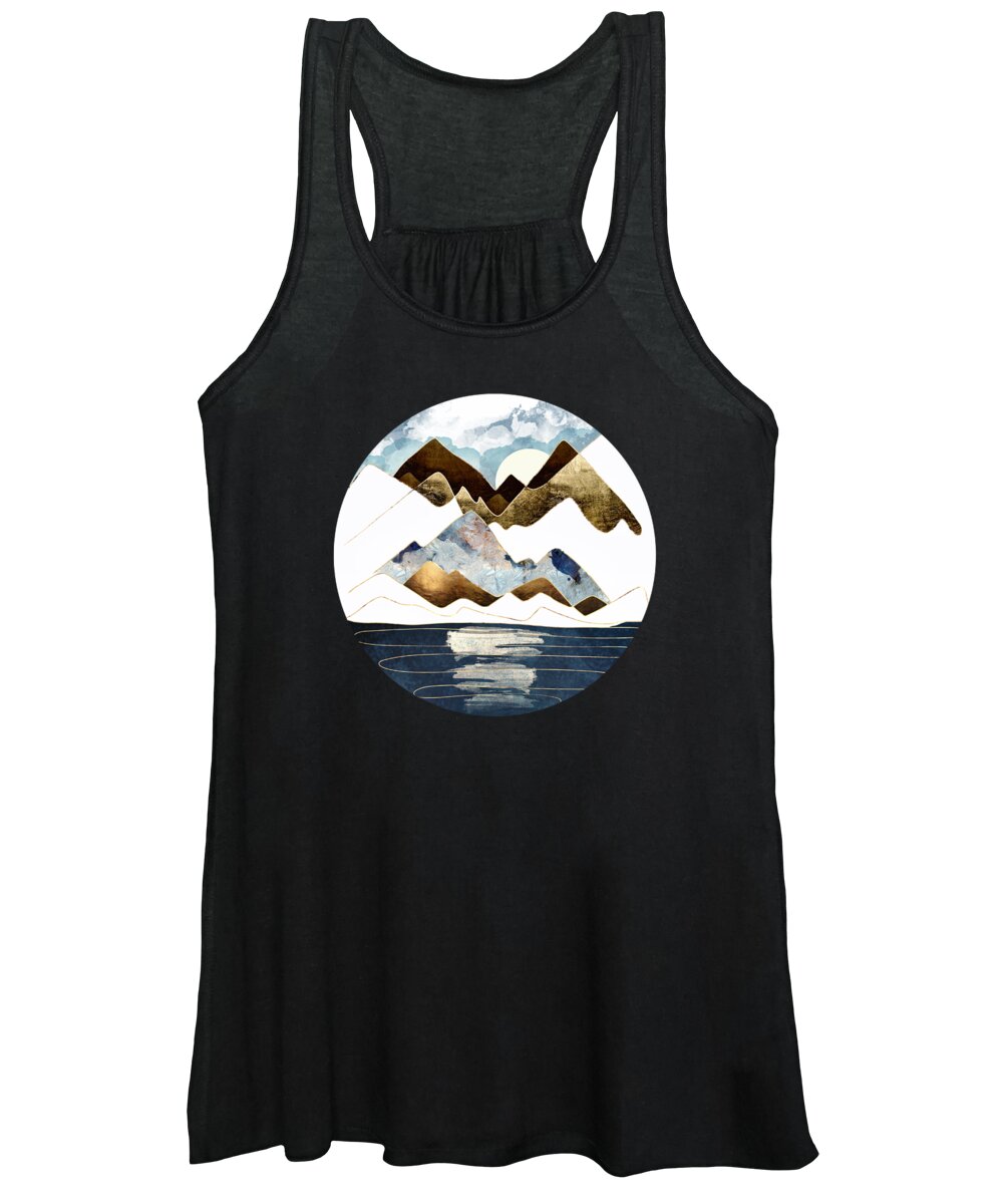 Abstract Women's Tank Top featuring the digital art Minimal Abstract Mountains by Spacefrog Designs