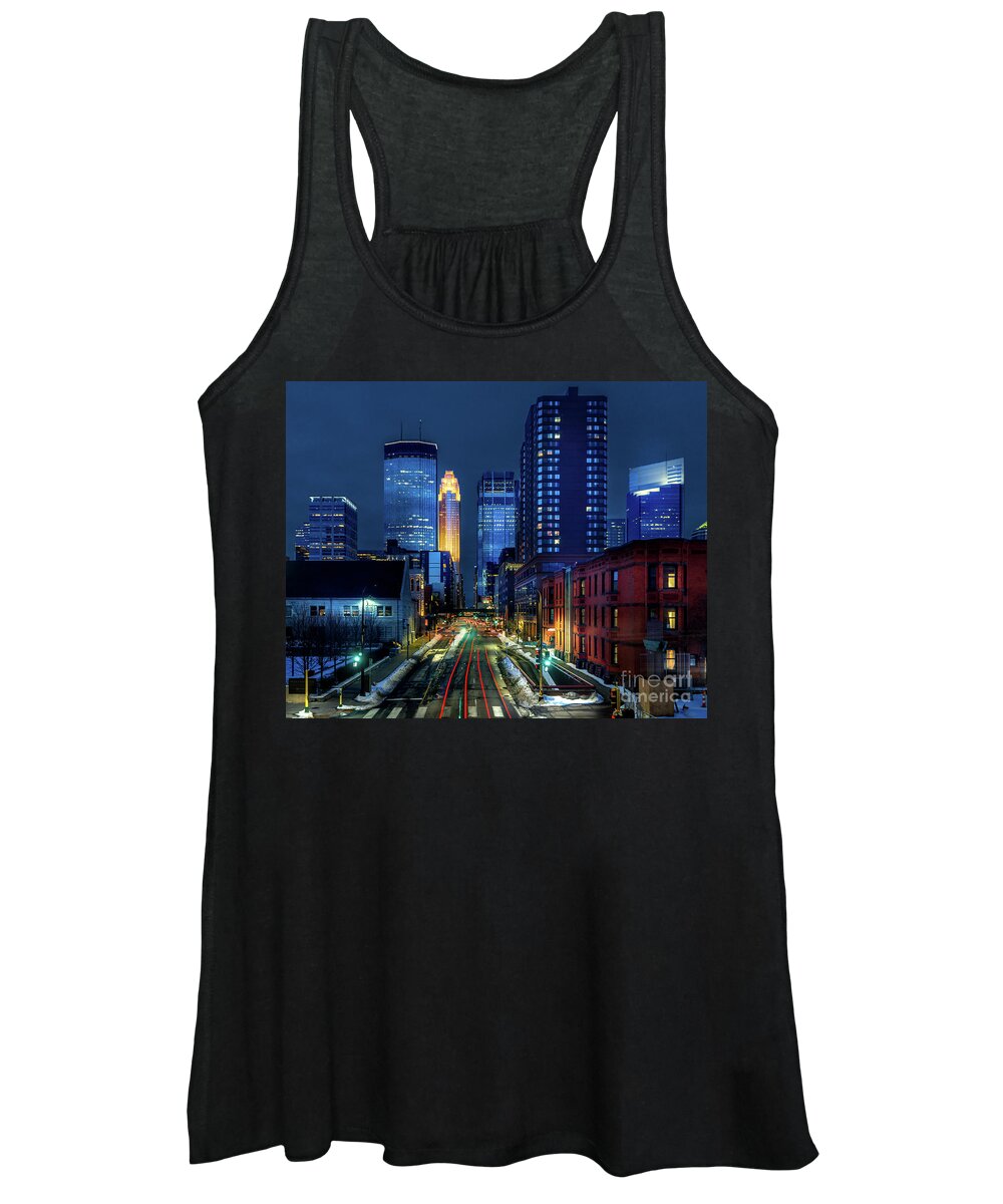 Minneapolis Women's Tank Top featuring the photograph Minneapolis at Night by Bill Frische