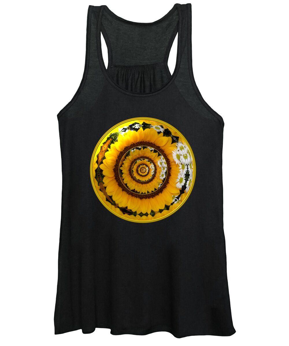 Sunflowers Women's Tank Top featuring the photograph Mirrored Sunflower under glass 1 by Rose Santuci-Sofranko