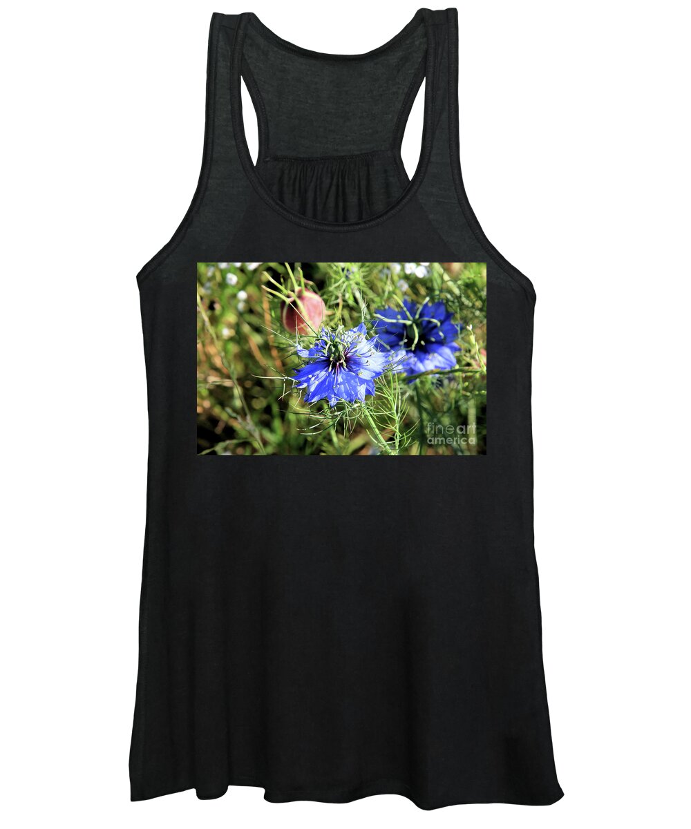 Flower Women's Tank Top featuring the photograph Miss Jekyll aka Love In The Mist Flower by Vivian Krug Cotton
