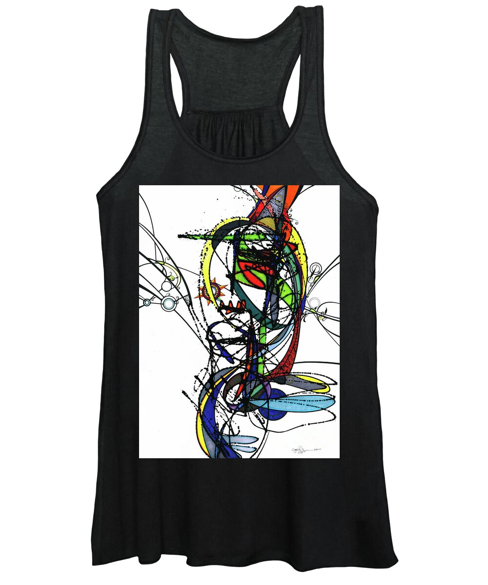 Mona Lisa Women's Tank Top featuring the drawing Mona Lisa Abstract by Joey Gonzalez