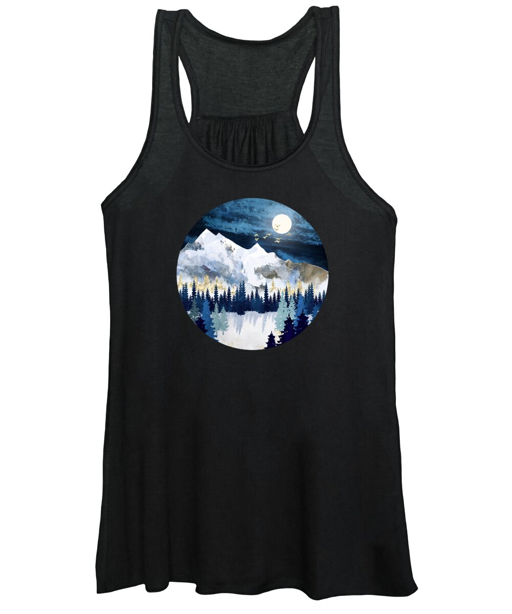 Moon Women's Tank Top featuring the digital art Moonlit Snow by Spacefrog Designs