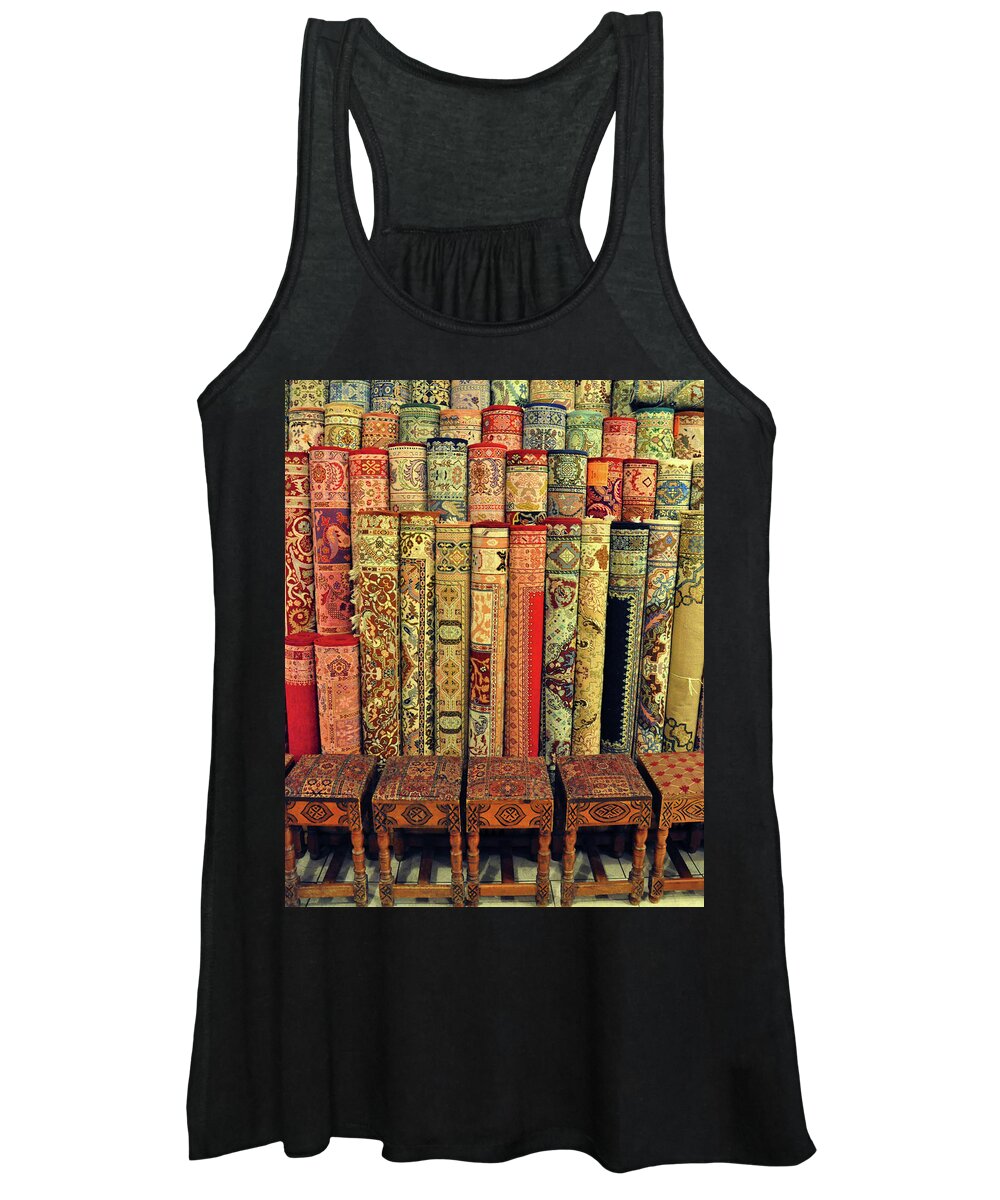 Rugs Women's Tank Top featuring the photograph Moroccan Rugs by Denise Strahm