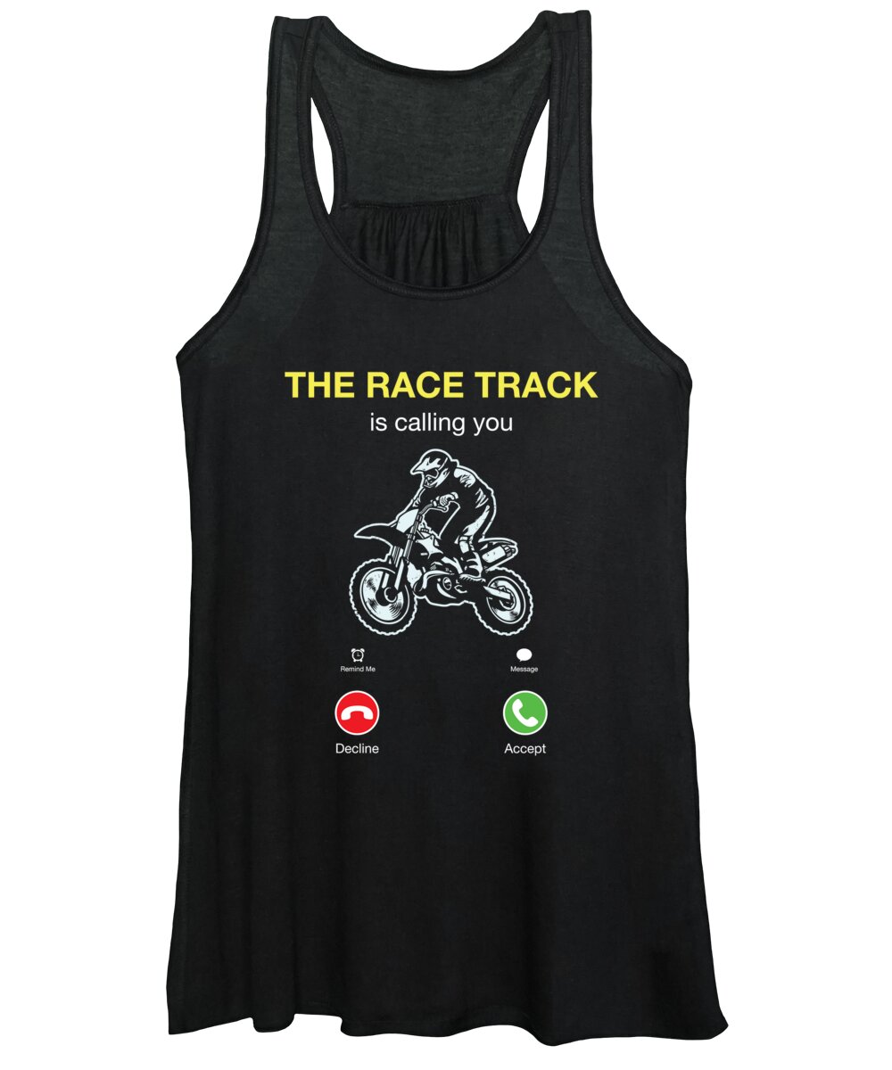 Dirtbike Women's Tank Top featuring the digital art Motocross The Race Track Is Calling by Jacob Zelazny