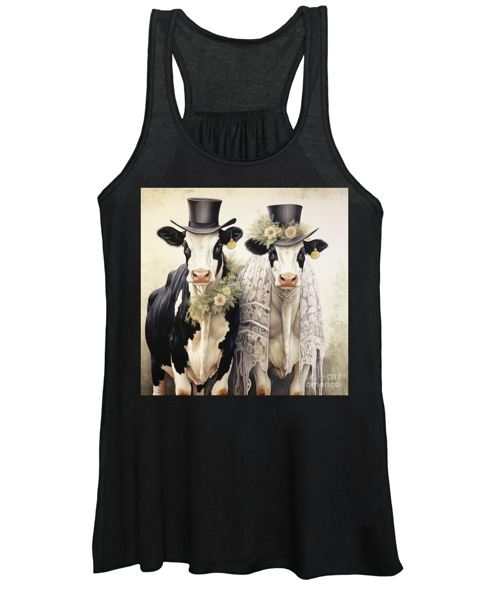 Cow Women's Tank Top featuring the painting Mr. And Mrs. Holstein by Tina LeCour
