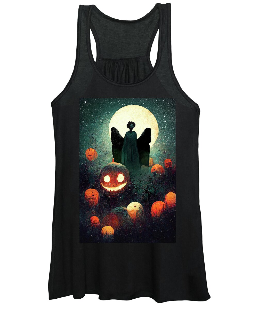 Jack-o-lantern Women's Tank Top featuring the digital art Night of the Jack-O-Lanterns by Mark Tisdale