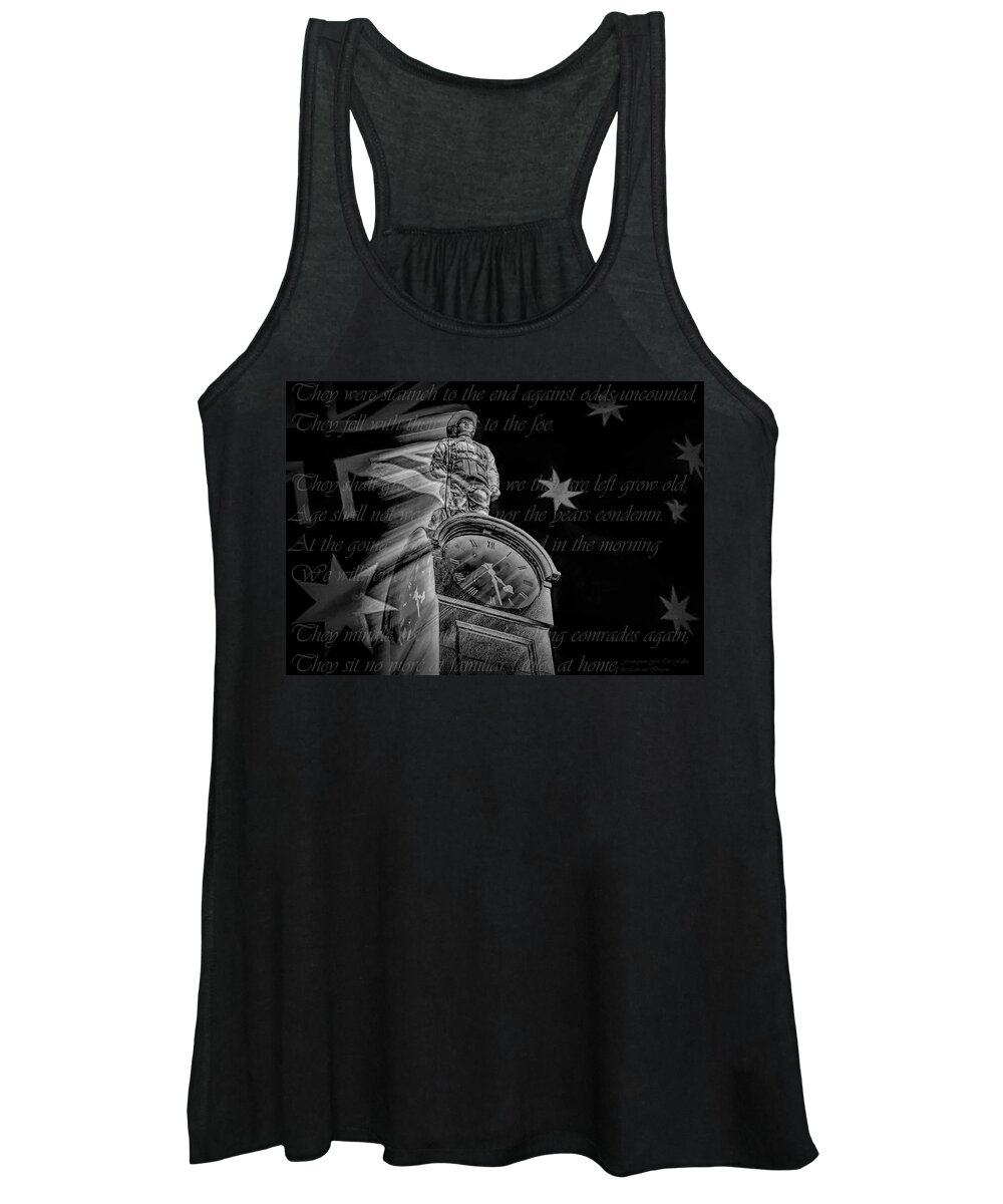 War Memorial Women's Tank Top featuring the mixed media Ode Of Remembrance Anzac War Memorial by Joan Stratton