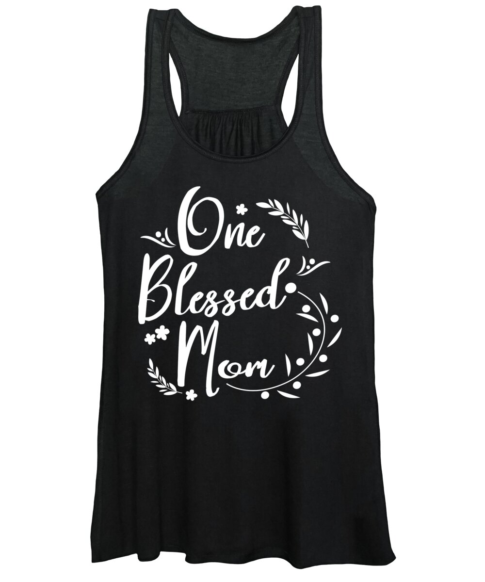 Mom Women's Tank Top featuring the digital art One Blessed Mom by Jacob Zelazny