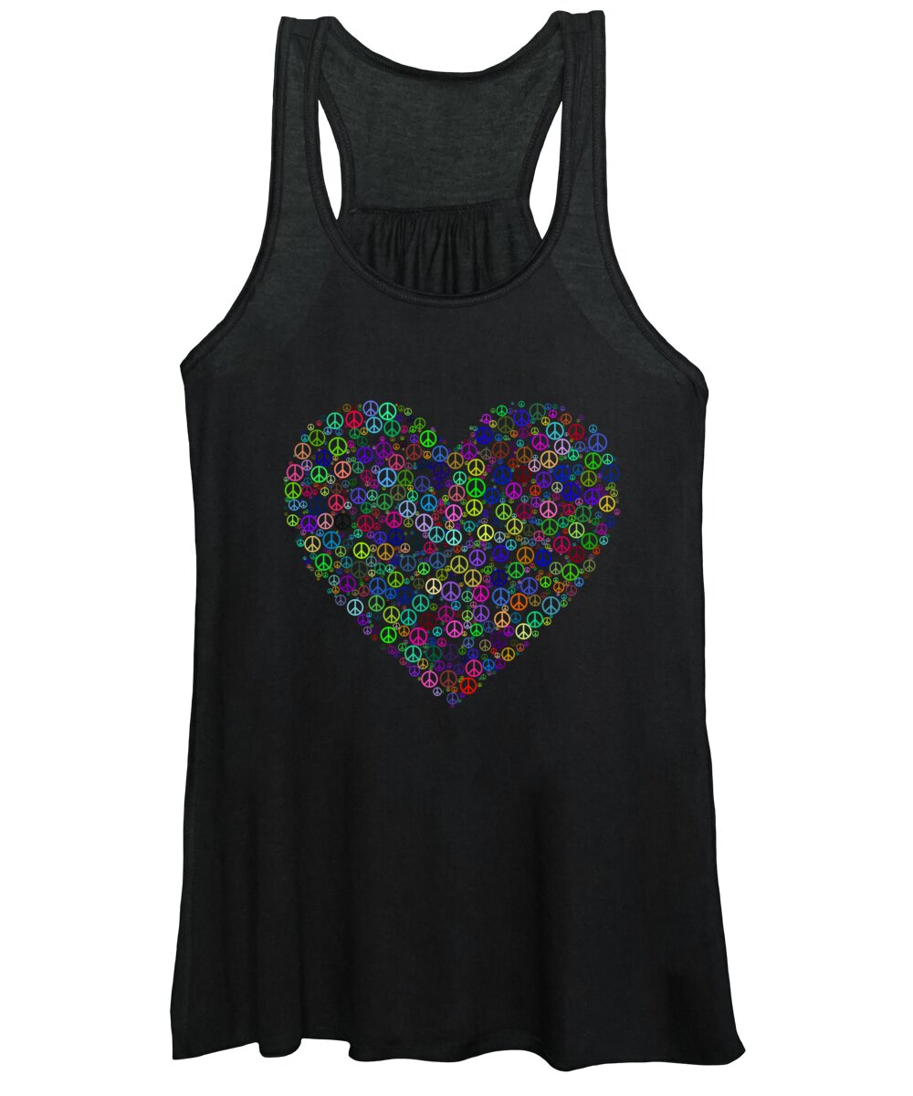 Funny Women's Tank Top featuring the digital art Peace And Love Peace Sign Heart by Flippin Sweet Gear