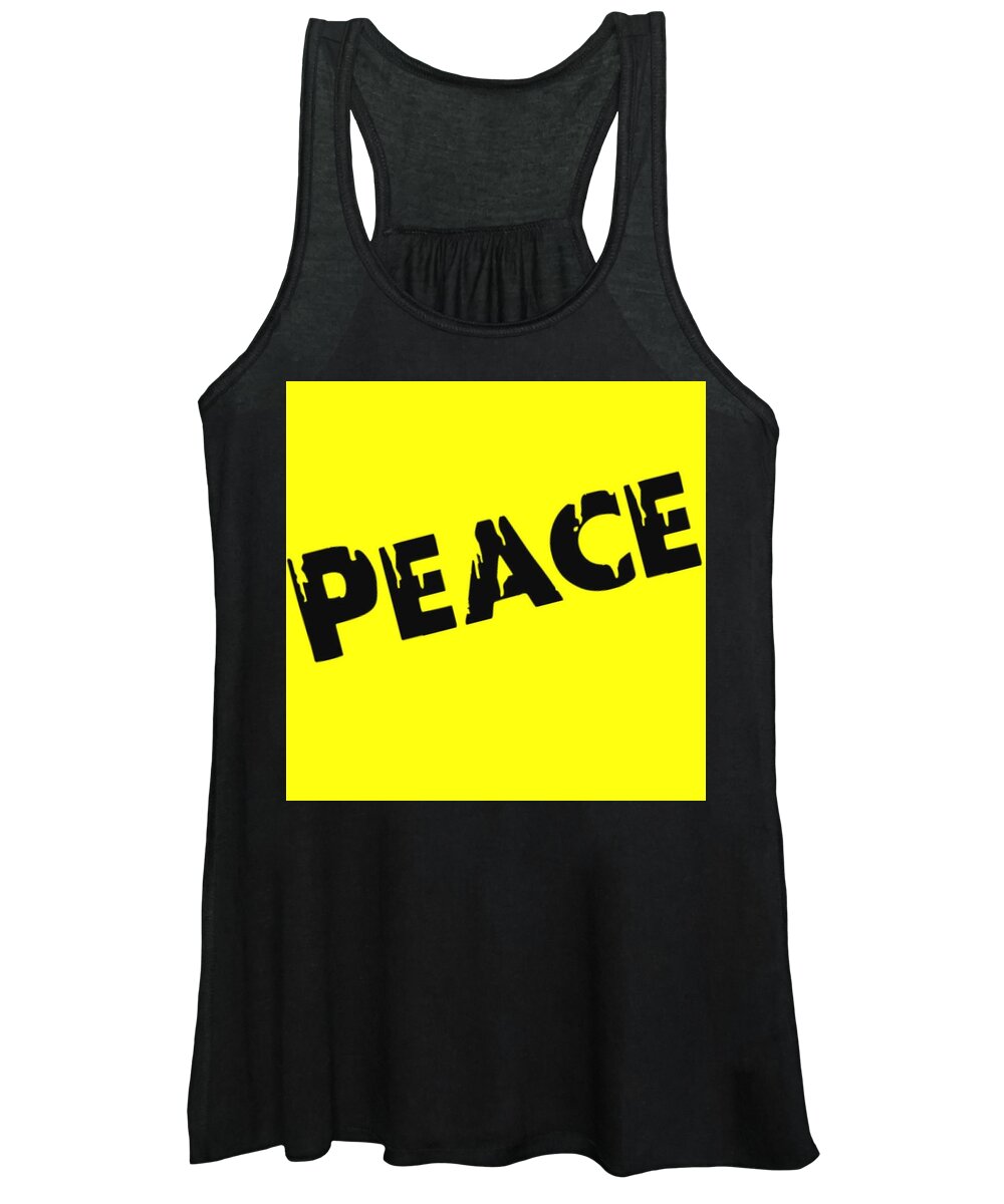  Women's Tank Top featuring the digital art Peace - Yellow by Tony Camm