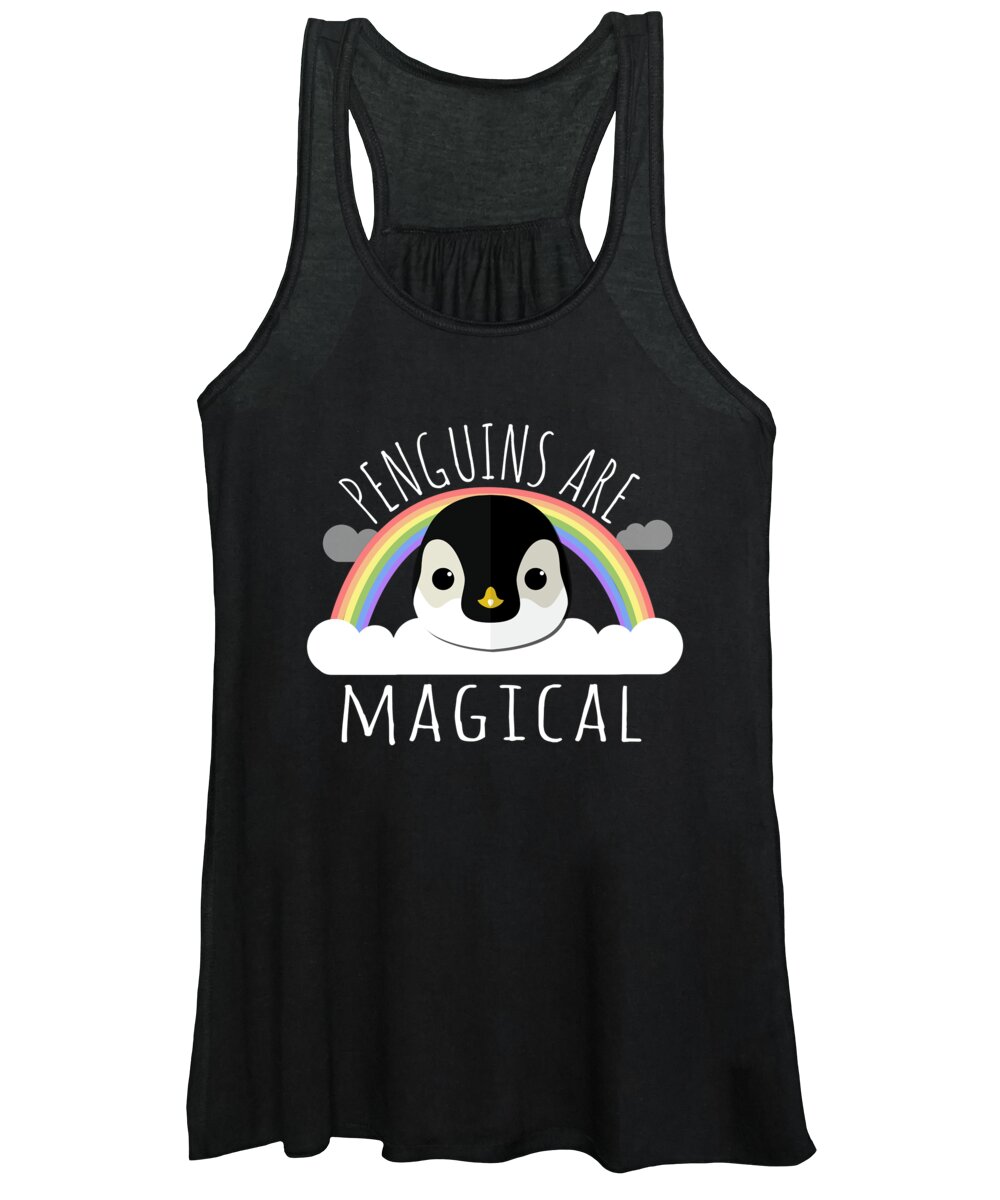 Funny Women's Tank Top featuring the digital art Penguins Are Magical by Flippin Sweet Gear