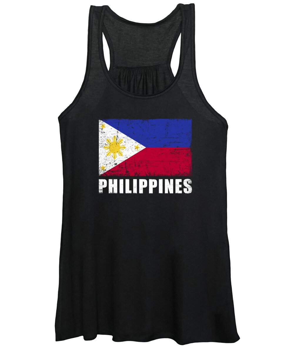 Philippines Women's Tank Top featuring the digital art Philippines Flag Grunge Country Flag Philippines by Manuel Schmucker