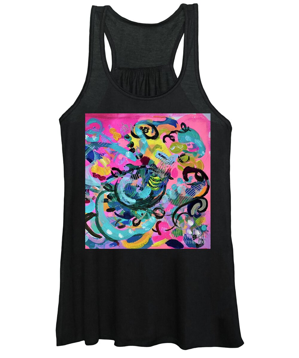 Abstract Women's Tank Top featuring the painting Pink A Boo by Patsy Walton