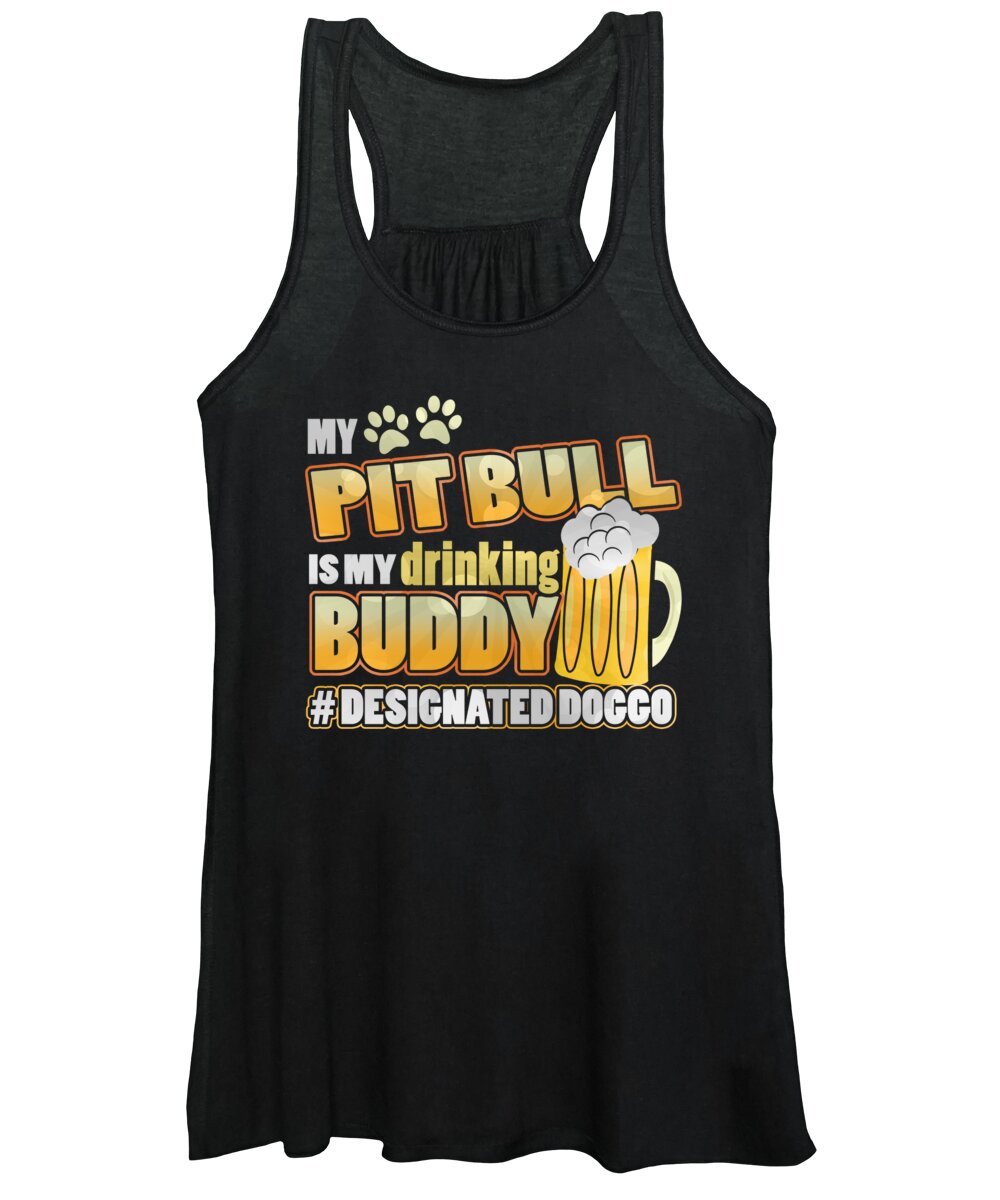 St Pattys Day Women's Tank Top featuring the digital art Pit Bull Drinking Buddy Hashtag Designated Doggo by Jacob Zelazny