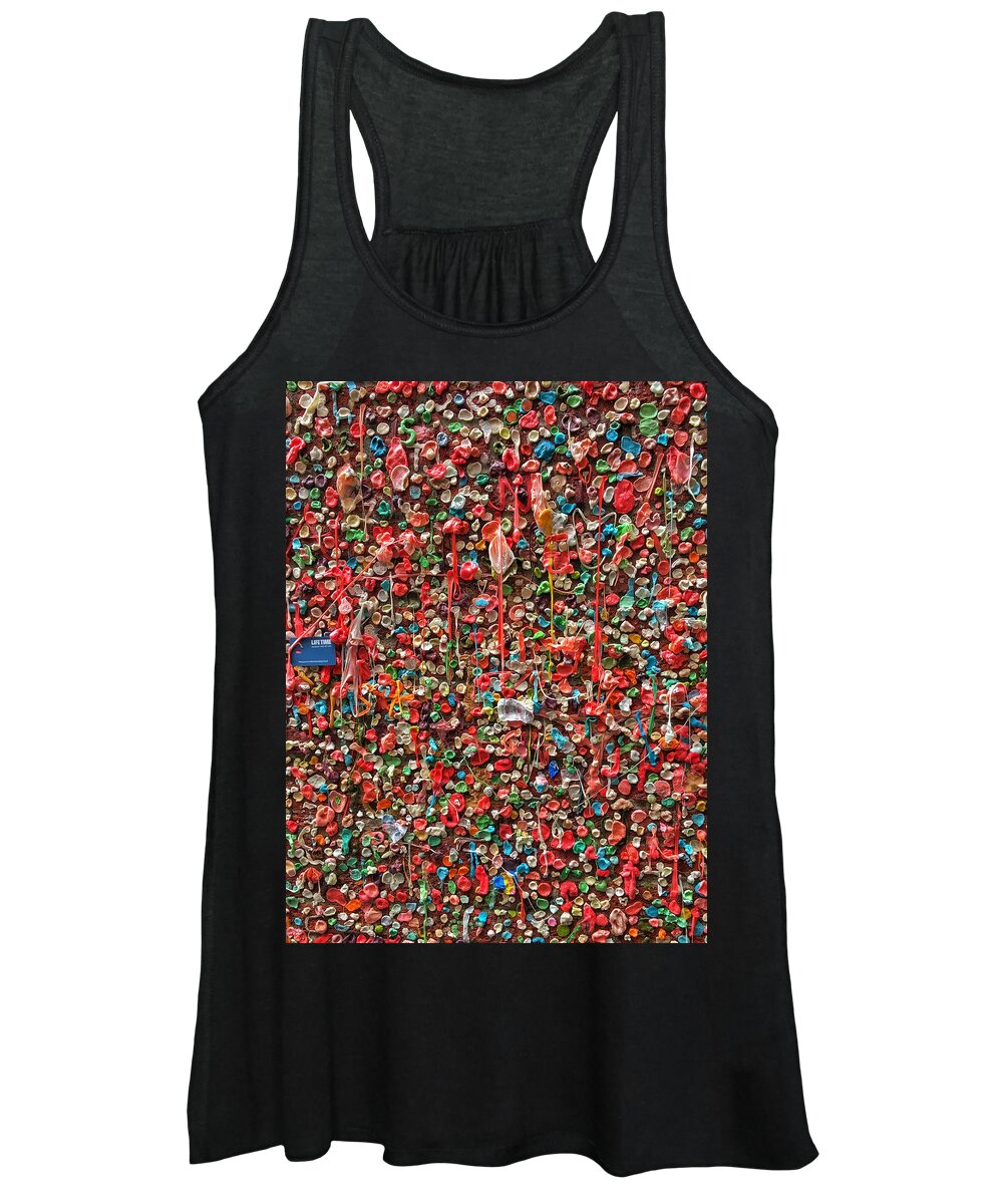 Abstract Women's Tank Top featuring the photograph Post Alley Gum Wall - 3 by Jerry Abbott