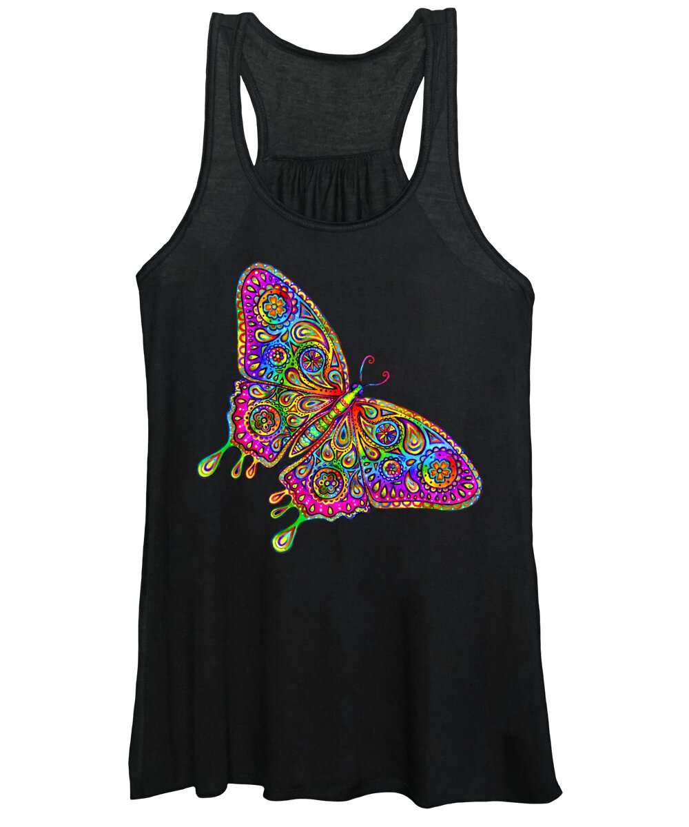 Butterfly Women's Tank Top featuring the painting Psychedelic Paisley Butterfly by Rebecca Wang