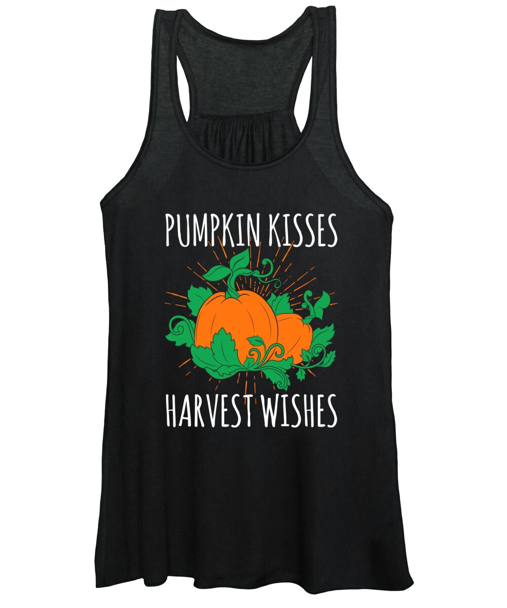 Hardener Women's Tank Top featuring the digital art Pumpkin Kisses Harvest Wishes Thanksgiving by Jacob Zelazny