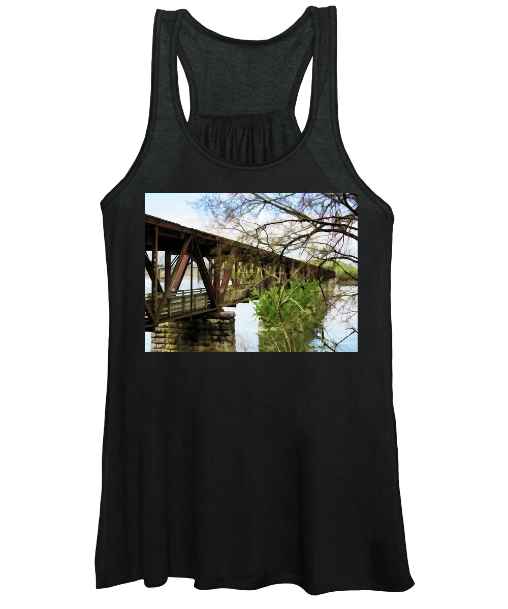 Bridge Women's Tank Top featuring the photograph Railroad Bridge in Muscle Shoals Alabama by Roberta Byram