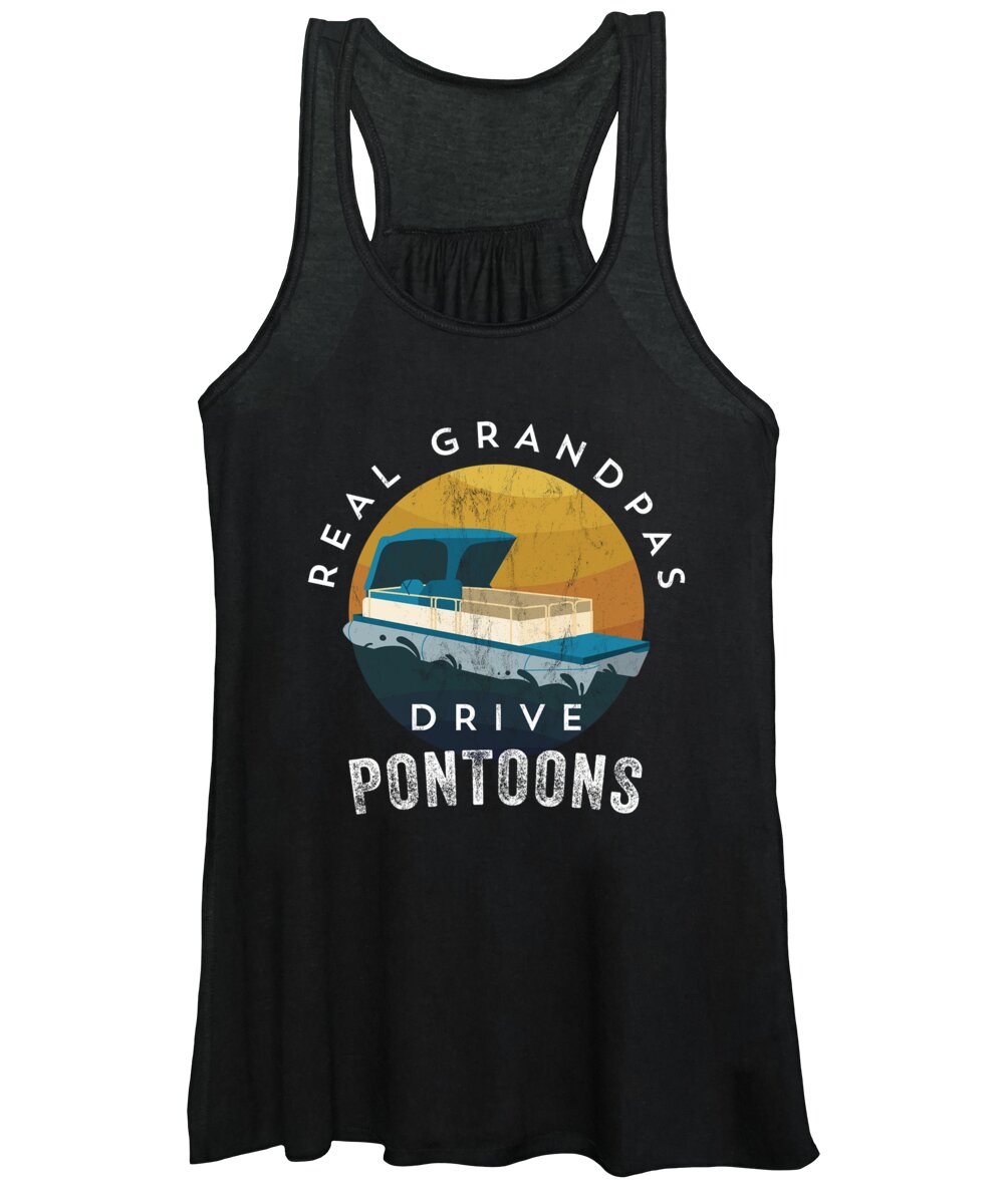 Retired Women's Tank Top featuring the drawing Real Grandpas Drive Pontoons Design by Noirty Designs