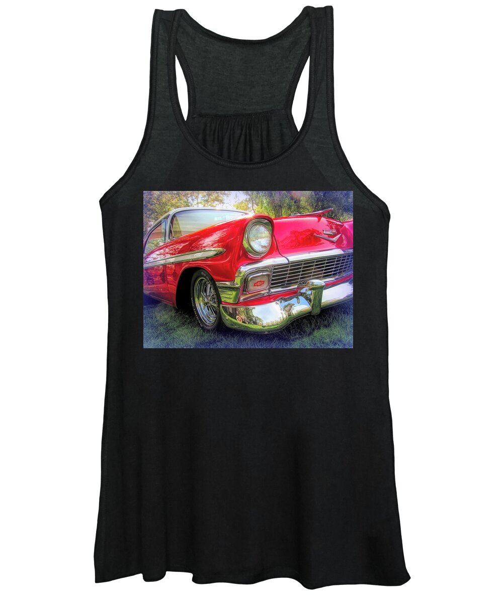 Chevy Women's Tank Top featuring the photograph Red 1956 Chevy Bel Air Hot Rod by DK Digital